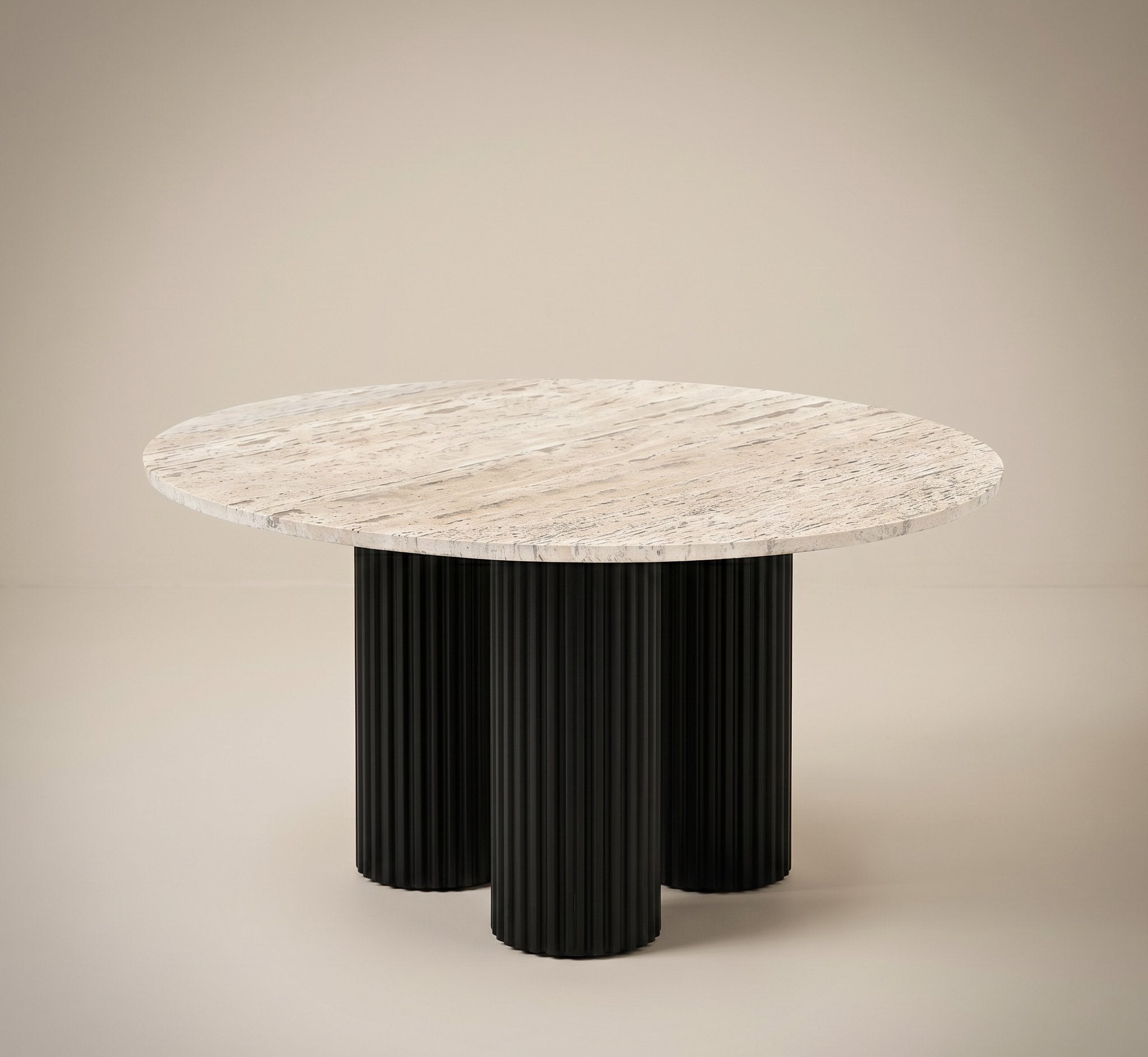 Travertine Top Coffee Table - Black