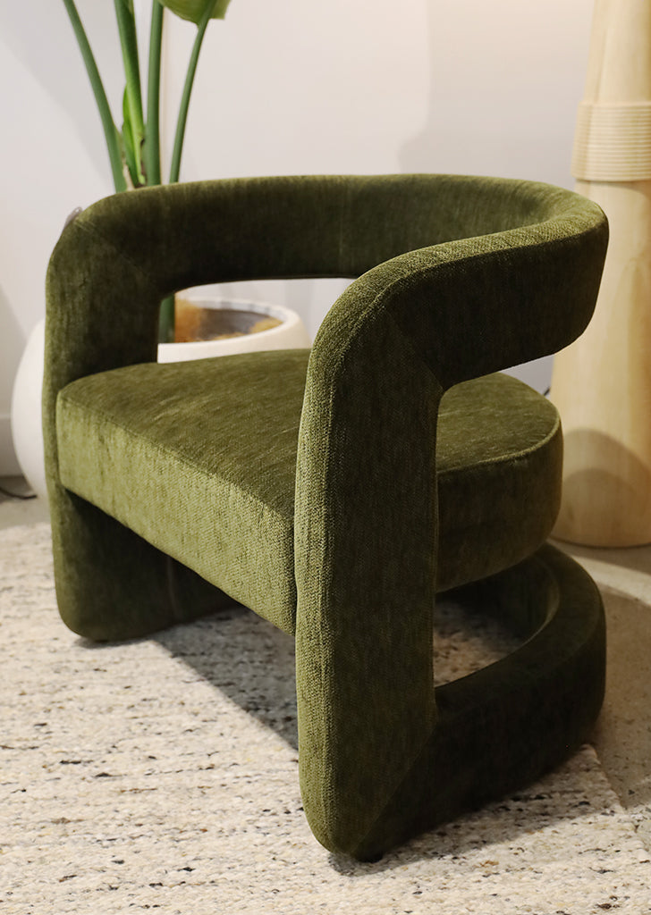Curved Arm Chair - Deep Olive