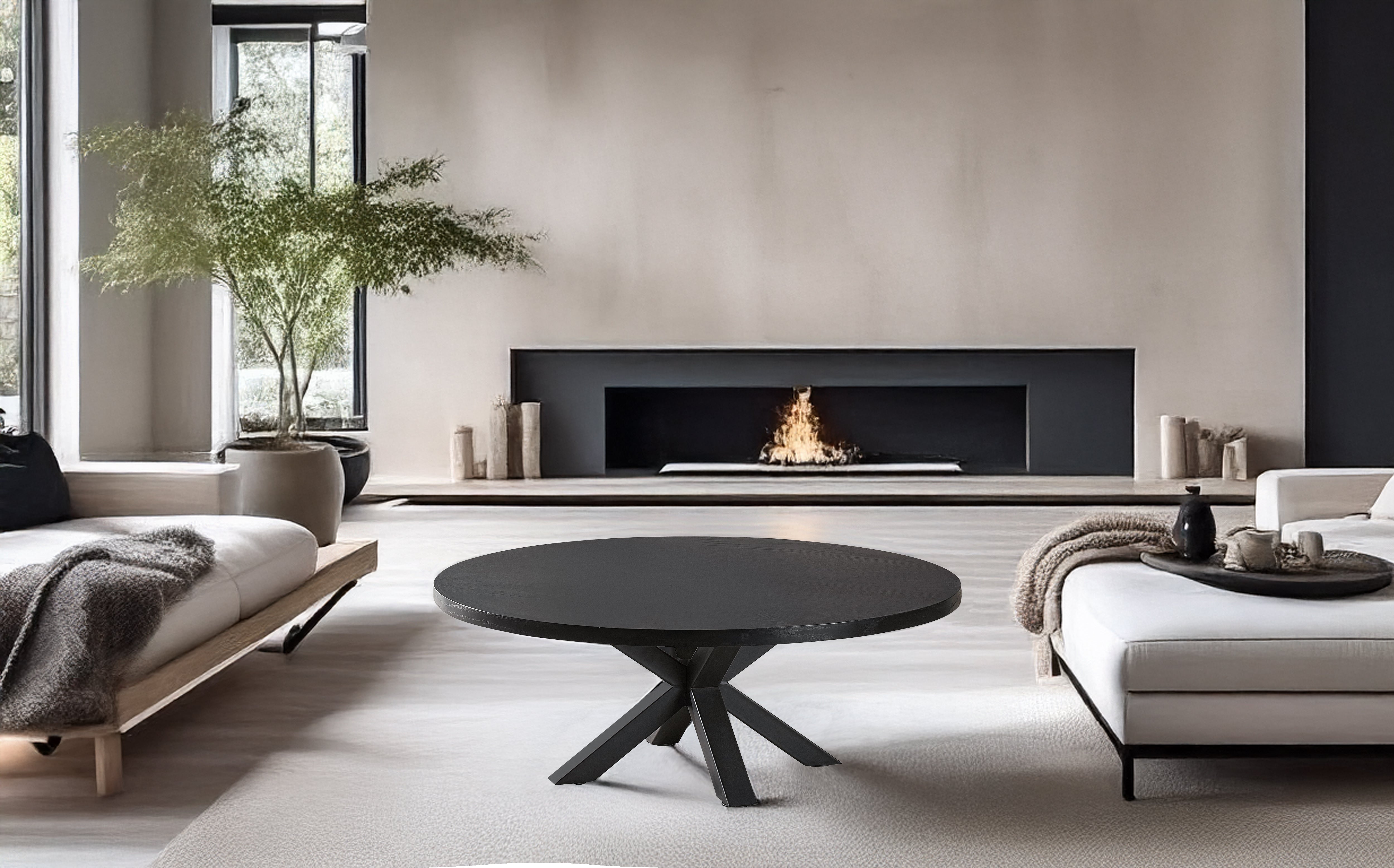 Round Fluted Coffee Table - Black