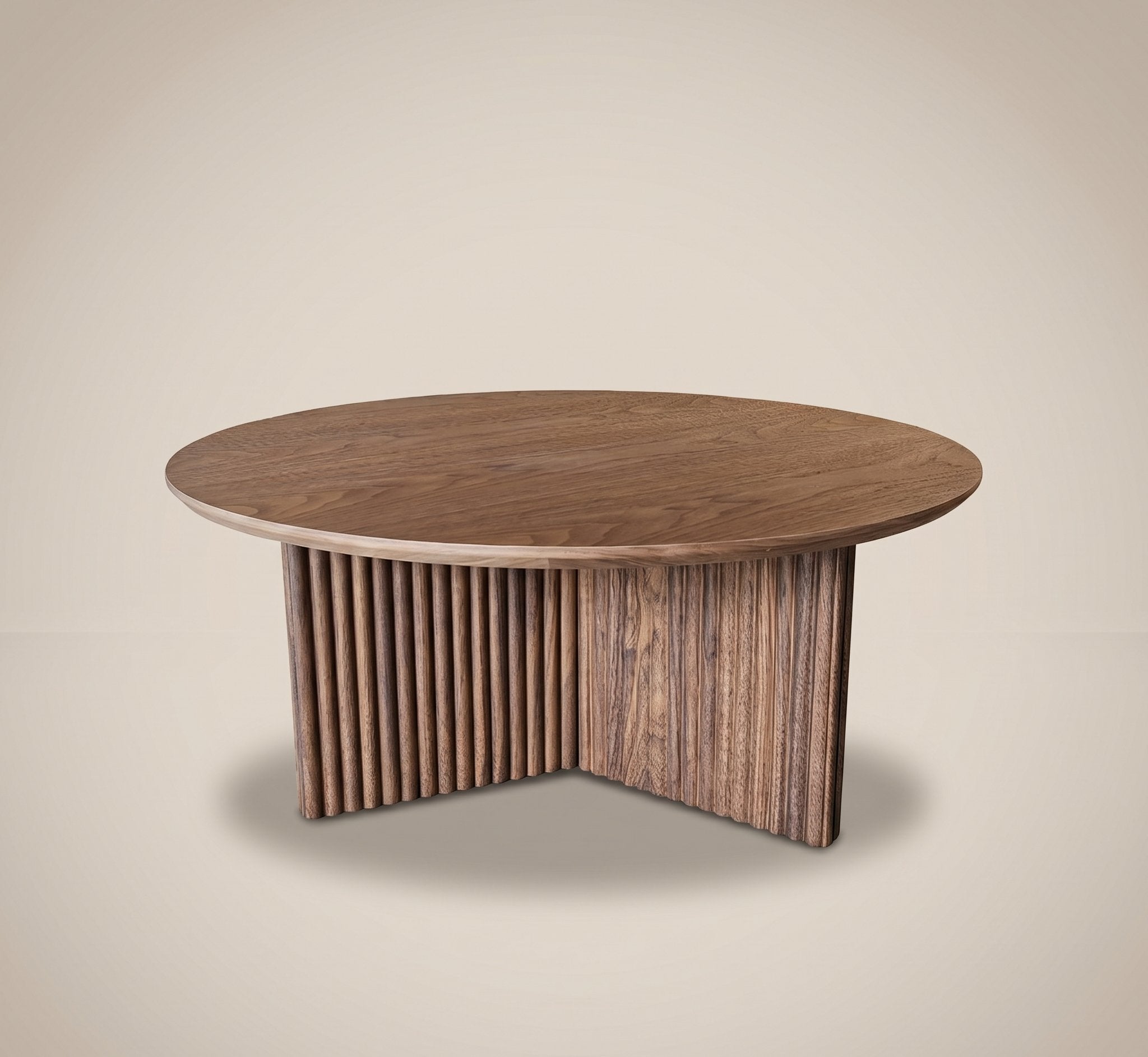 Ribbed Round Coffee Table - Walnut
