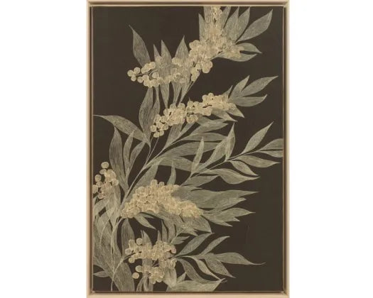 Native Floral Textile Art A - White Wash