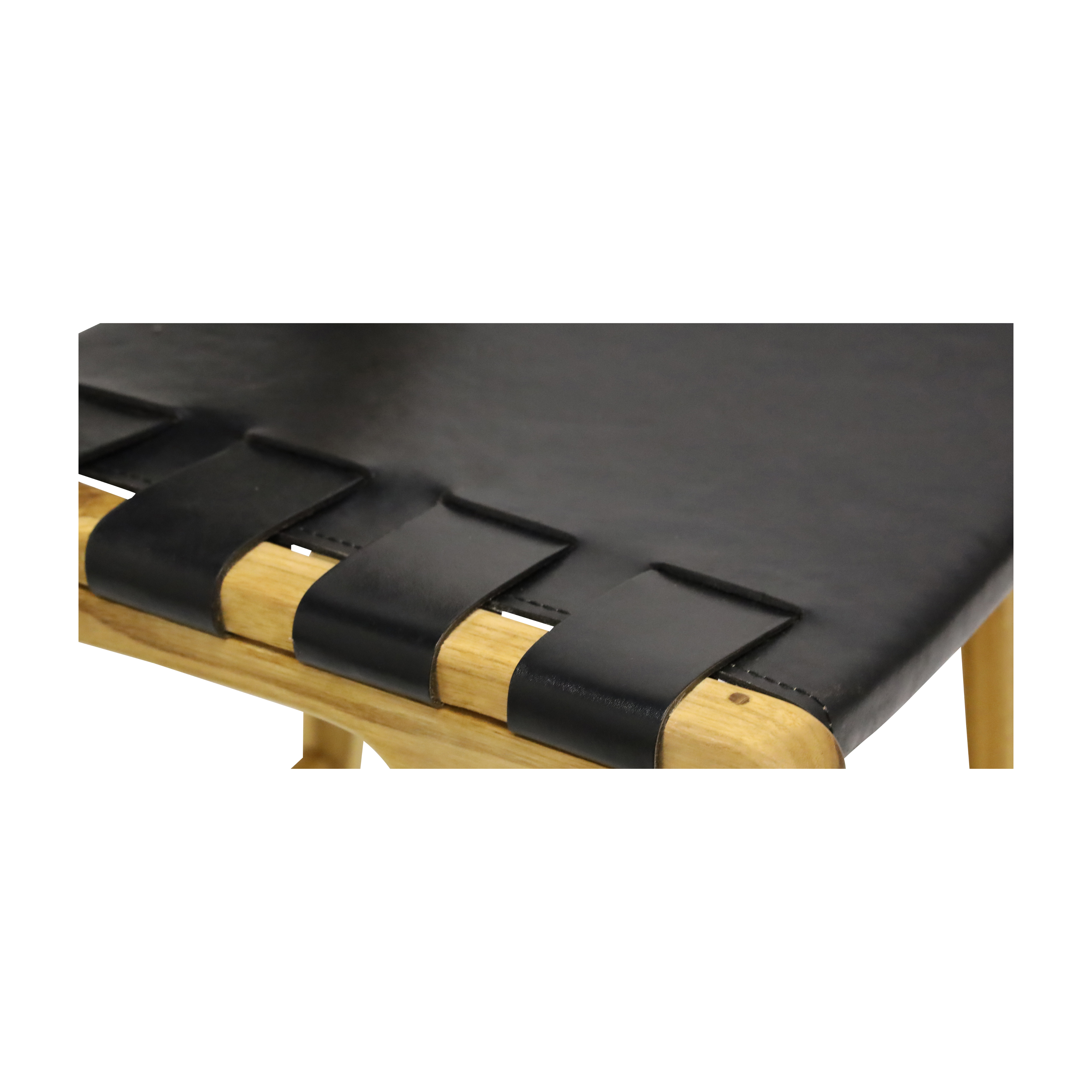 Skata Dining Chair In Teak Oil Wood With Black Leather