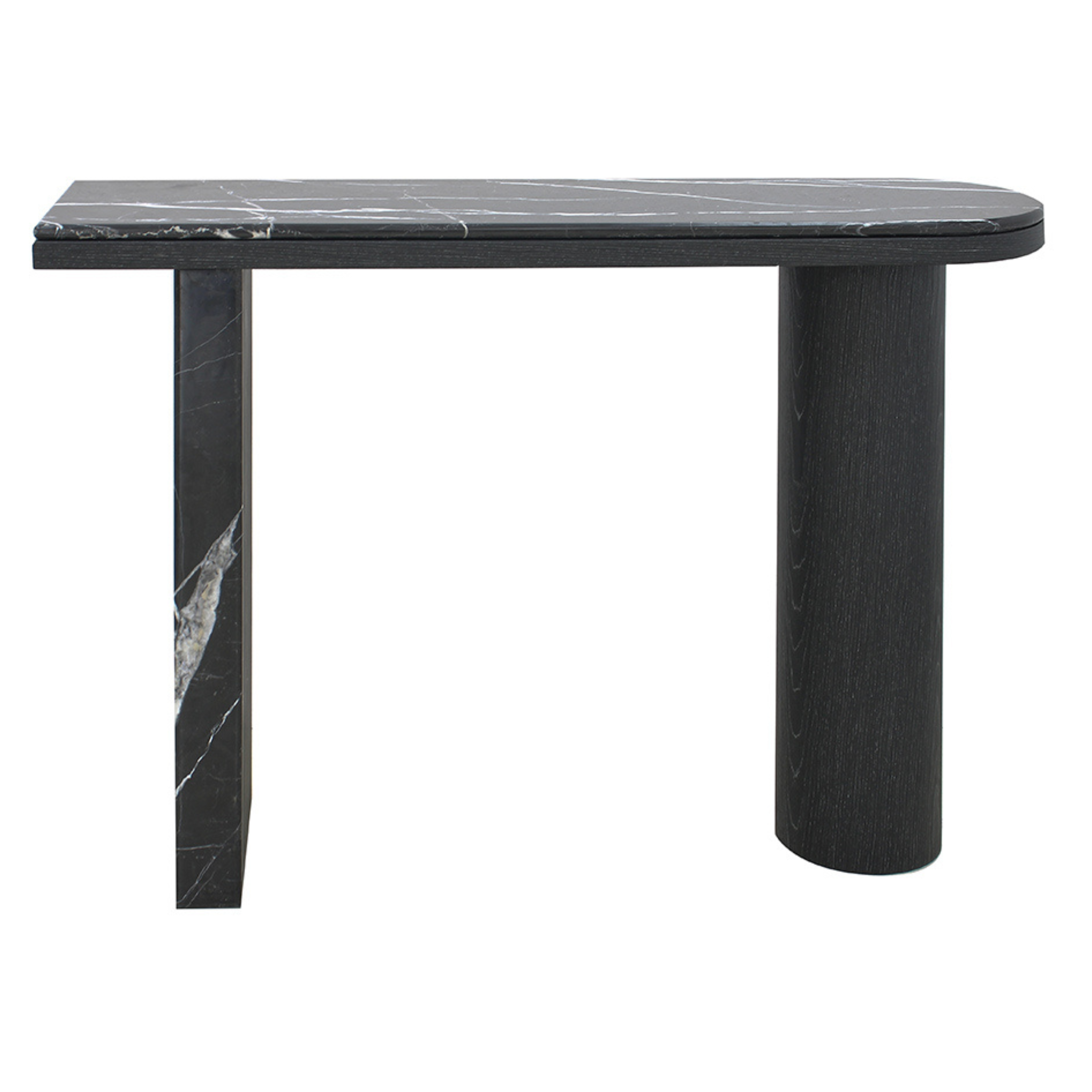 Tia Veneer Console With Marble Top - Black