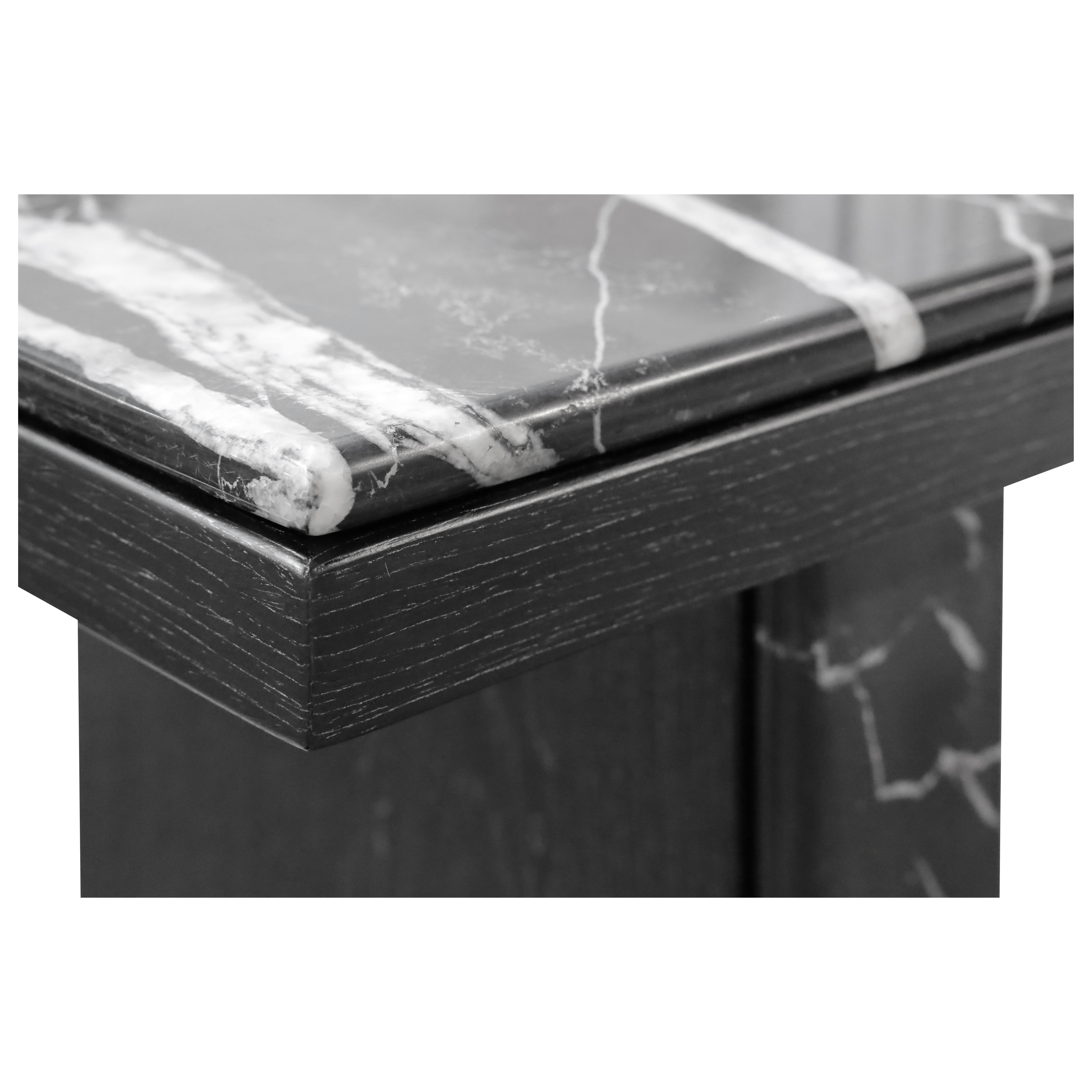 Tia Veneer Console With Marble Top - Black
