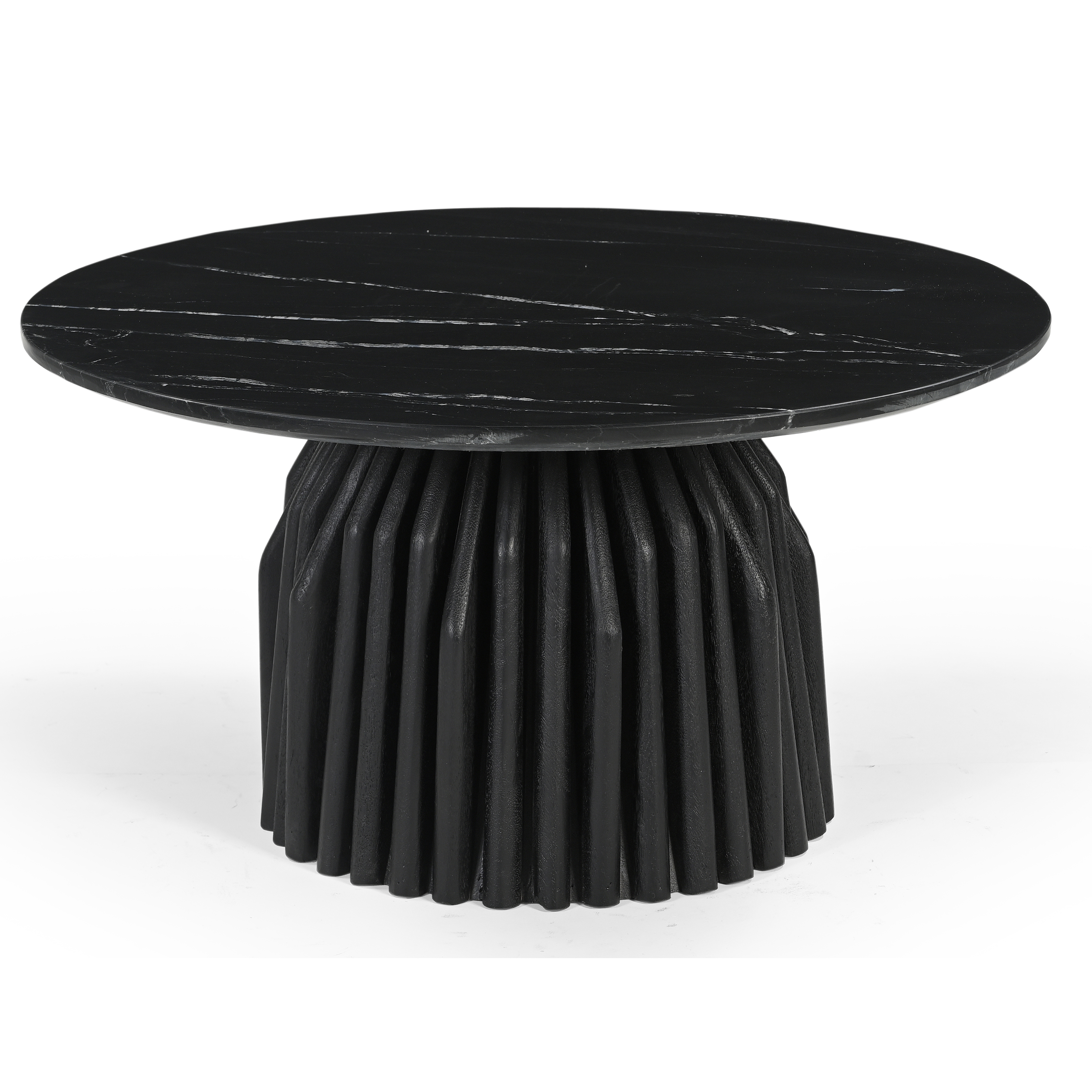Avery Round Coffee Table With Marble Top - Black