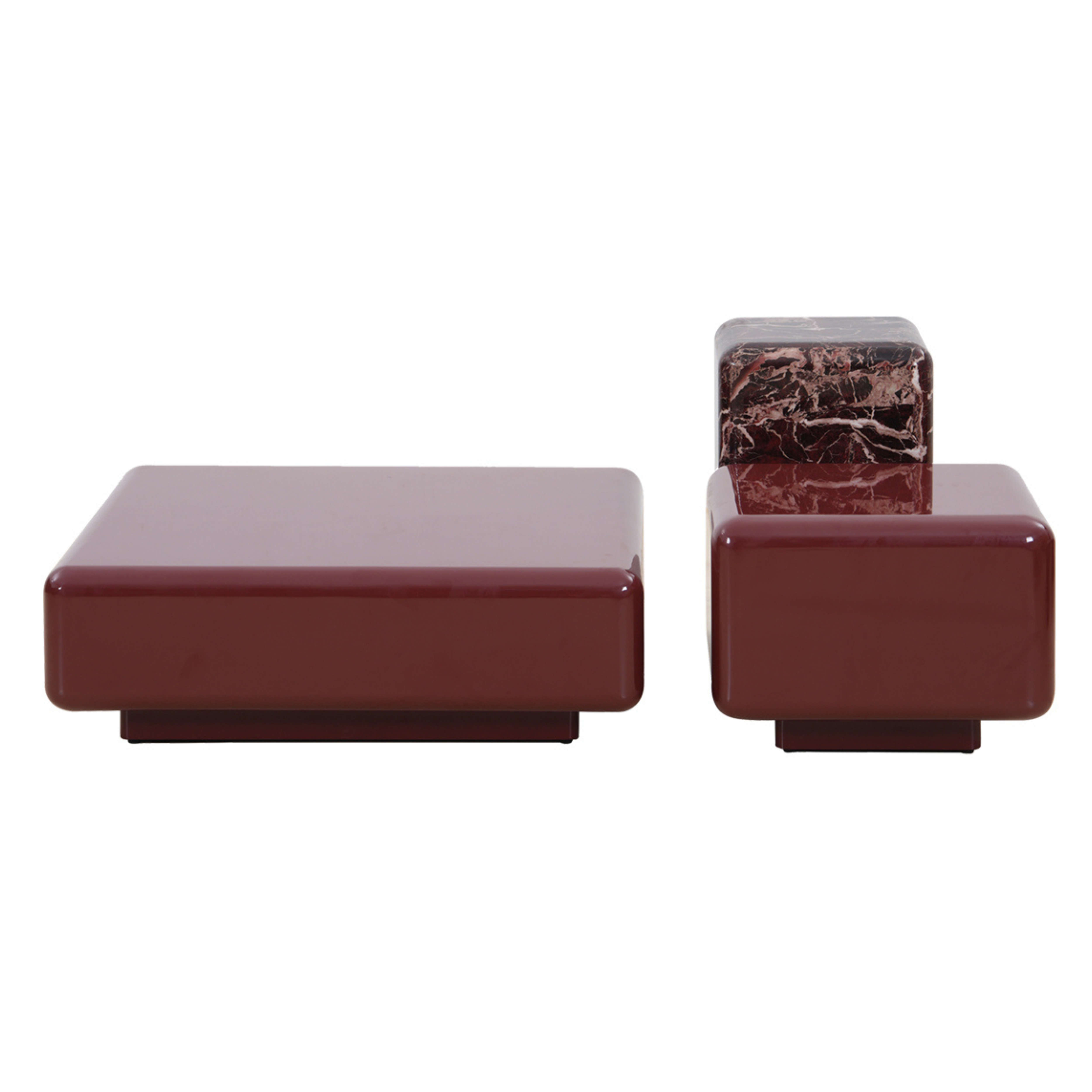 Boyd High Gloss Tables - Vermilion & Ox Blood Marble