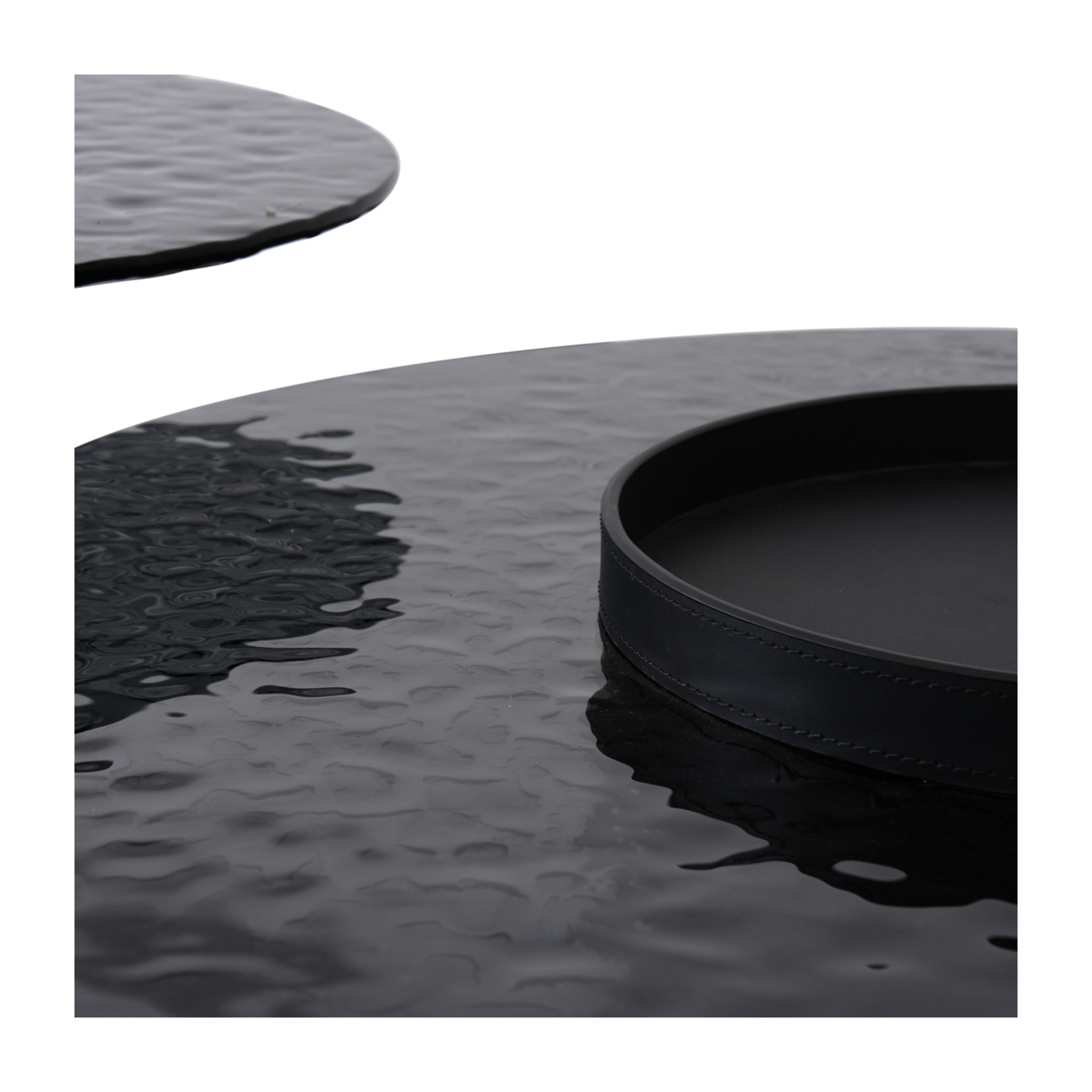 Goodwin Nesting Tables - Smokey Glass/Metal/Leather