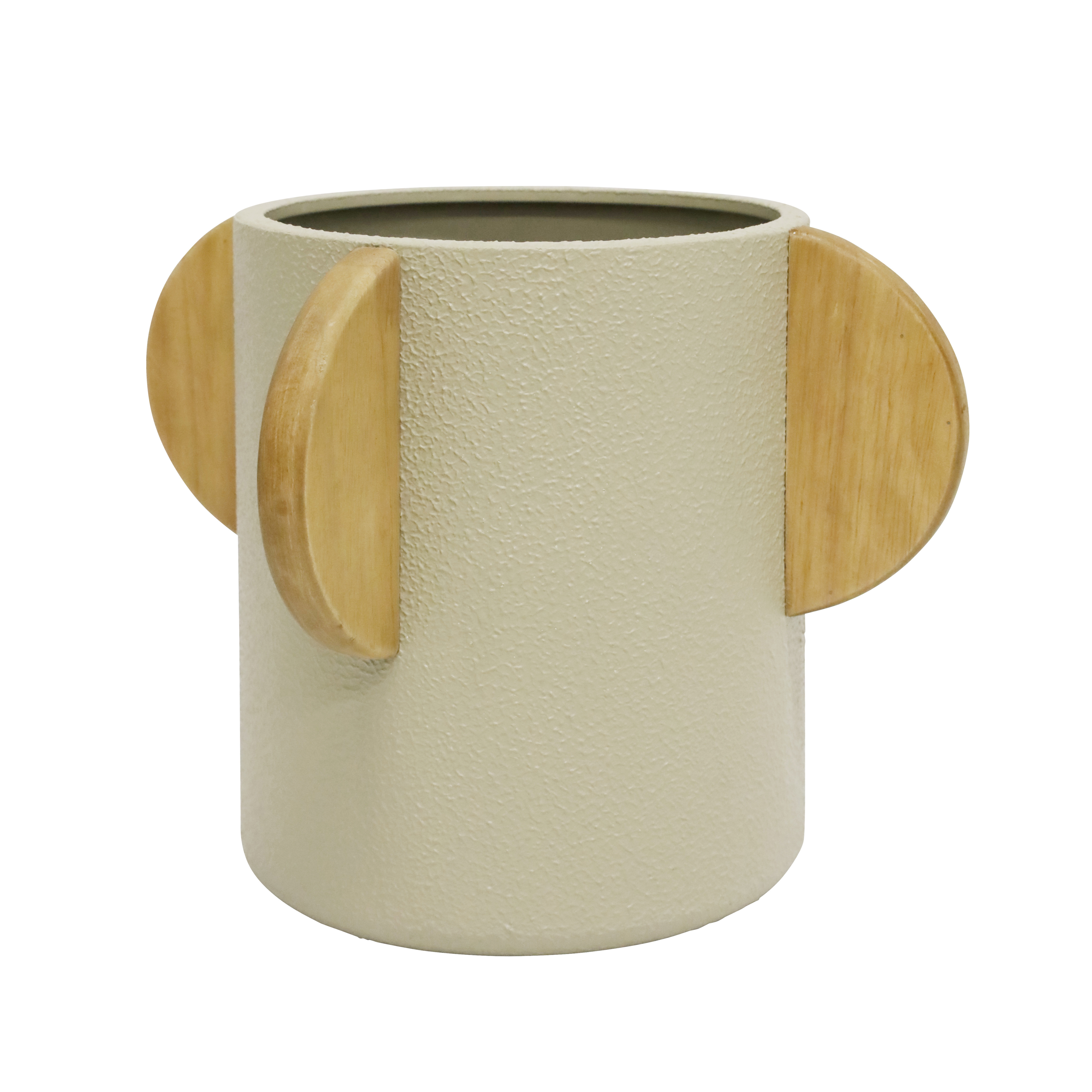 Rita Metal & Wood Vase - Taupe