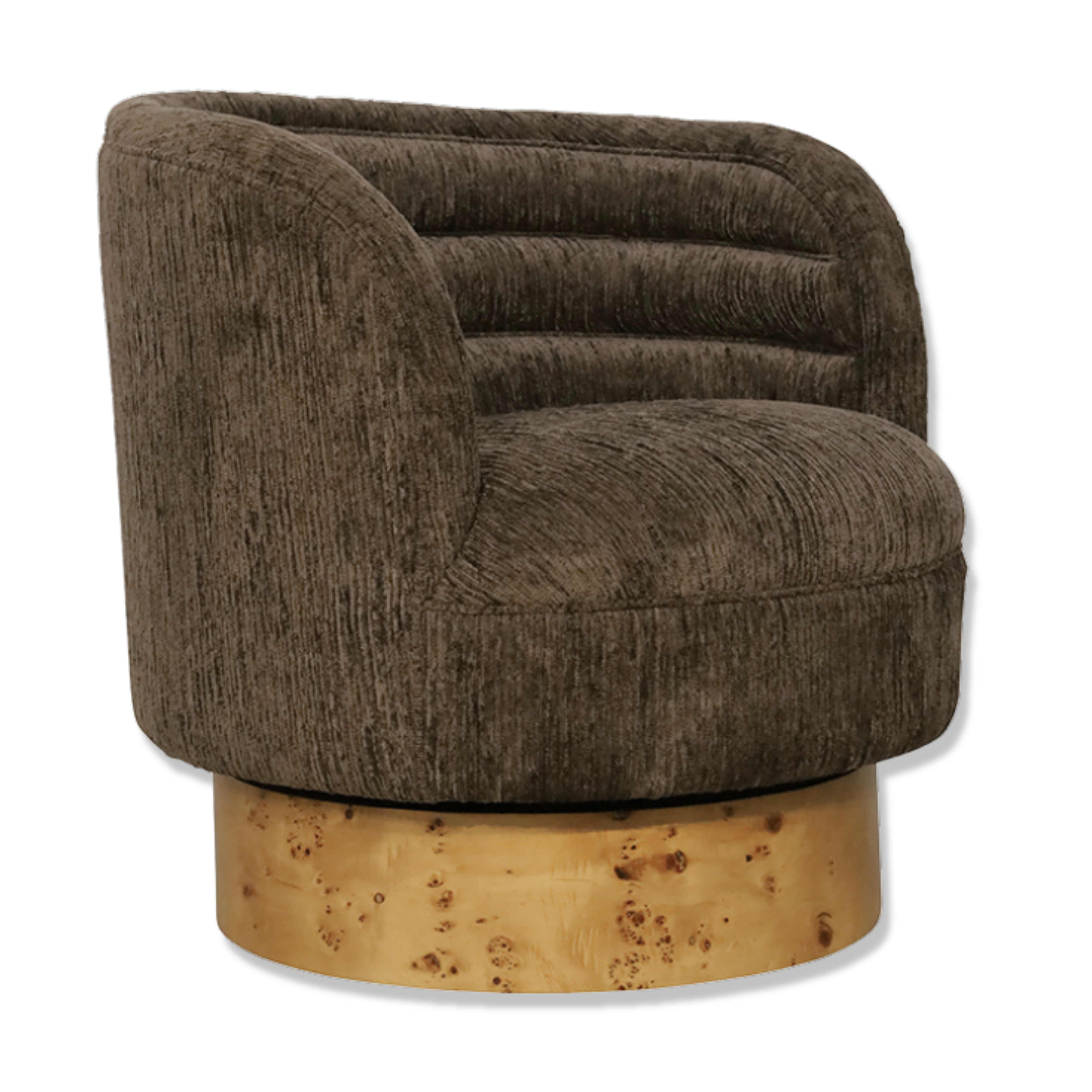 Lulah Swivel Chair With Burl Veneer Base - Chocolate