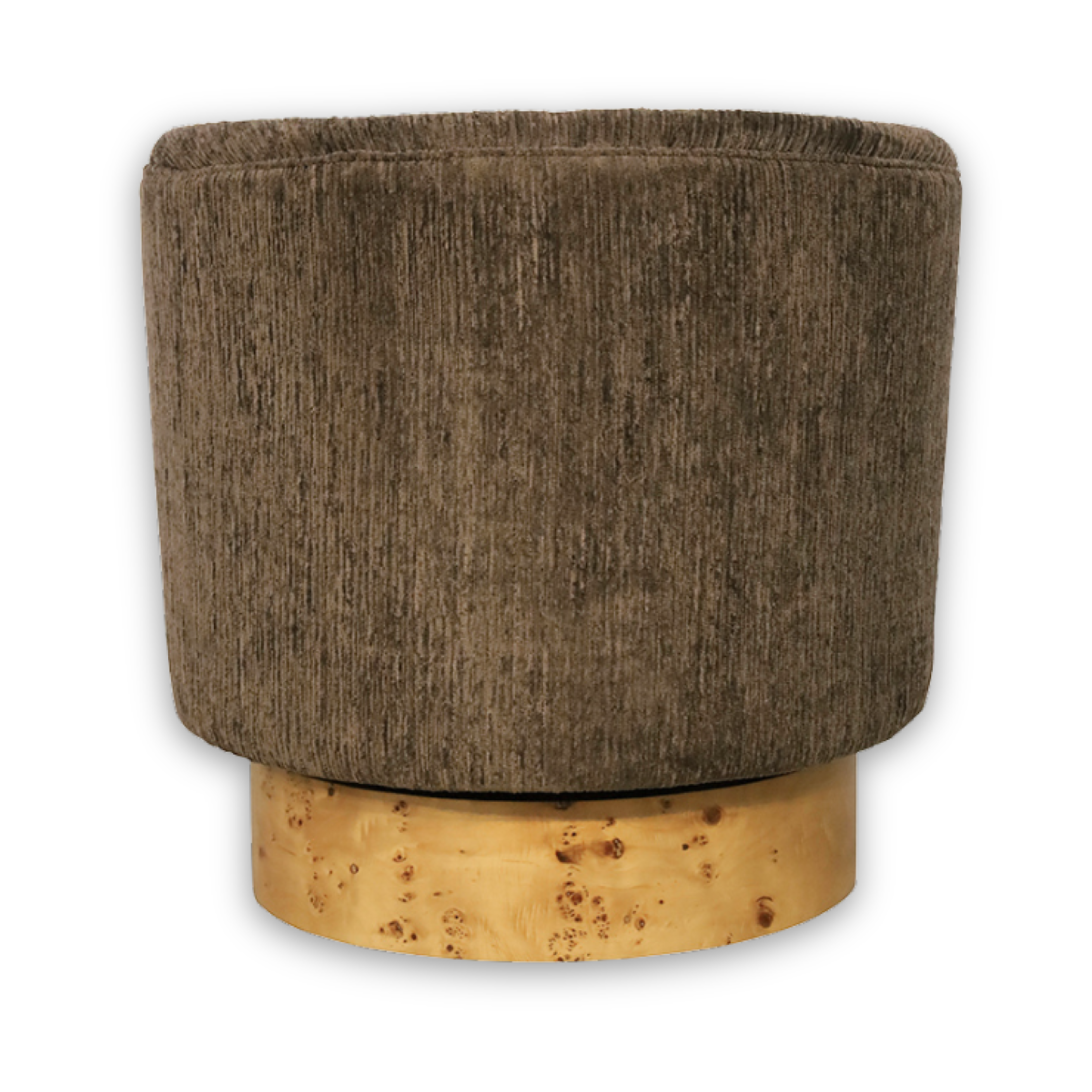 Lulah Swivel Chair With Burl Veneer Base - Chocolate