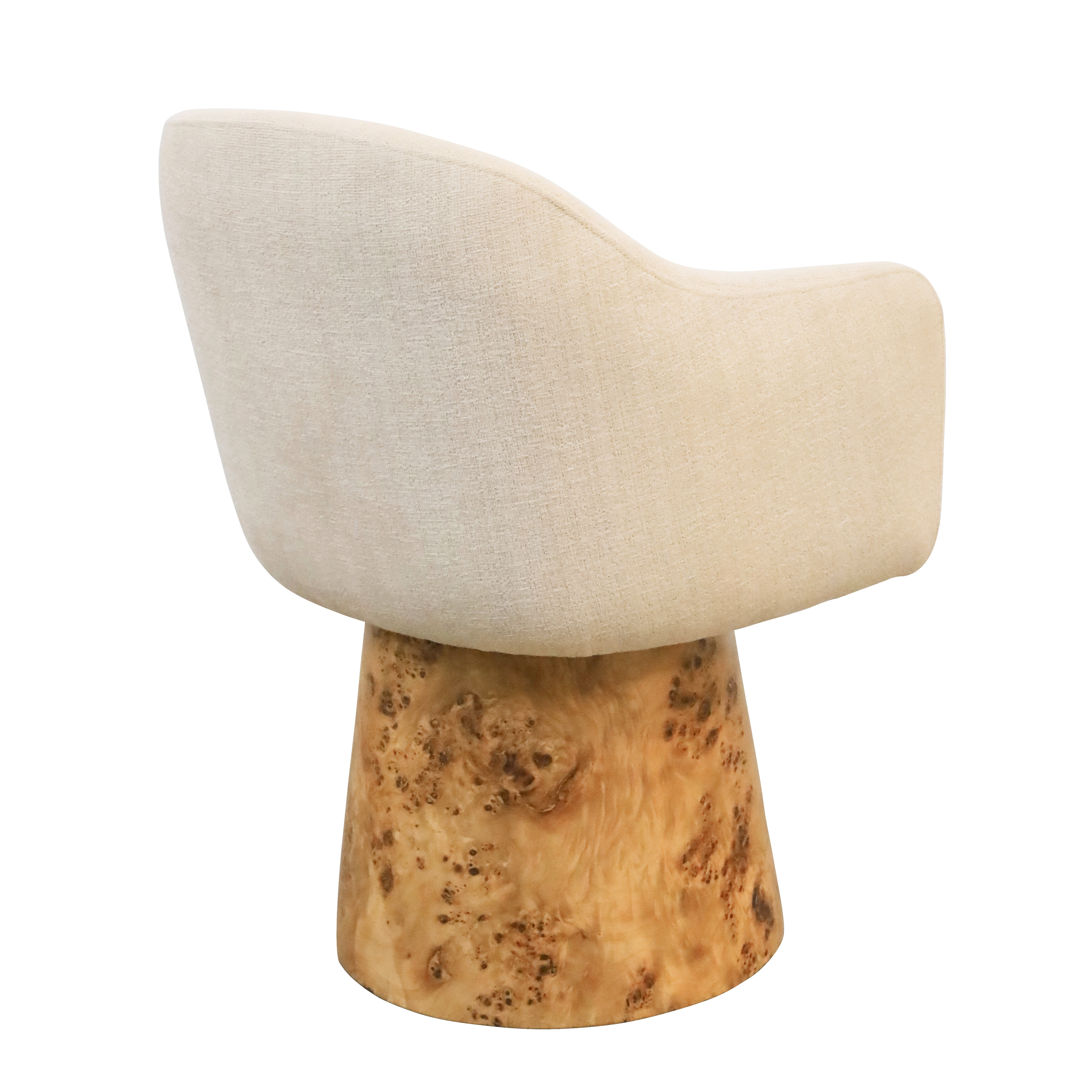 Cruz Swivel Chair With Burl Veneer Base