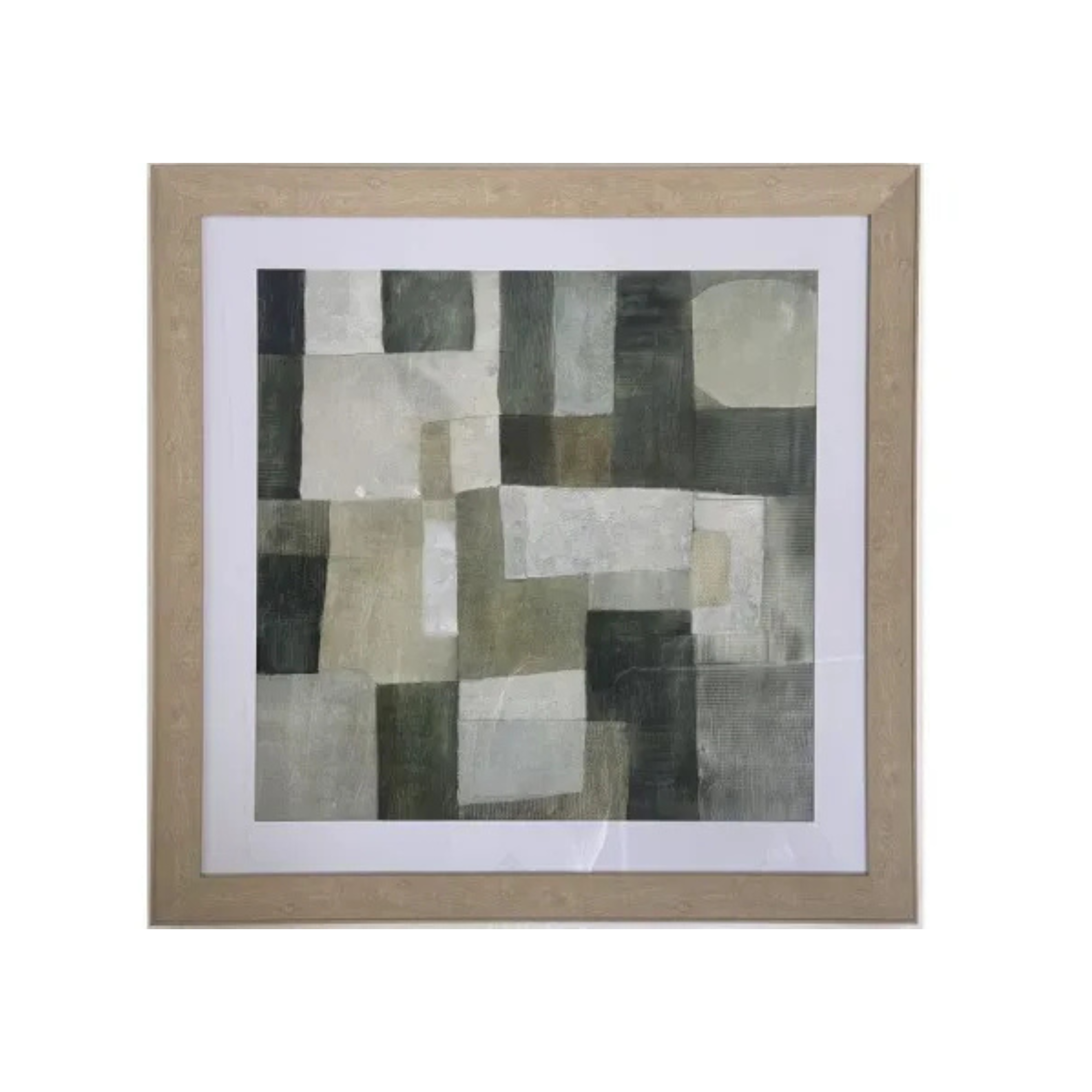 Green Hue Print With Plexiglass Frame