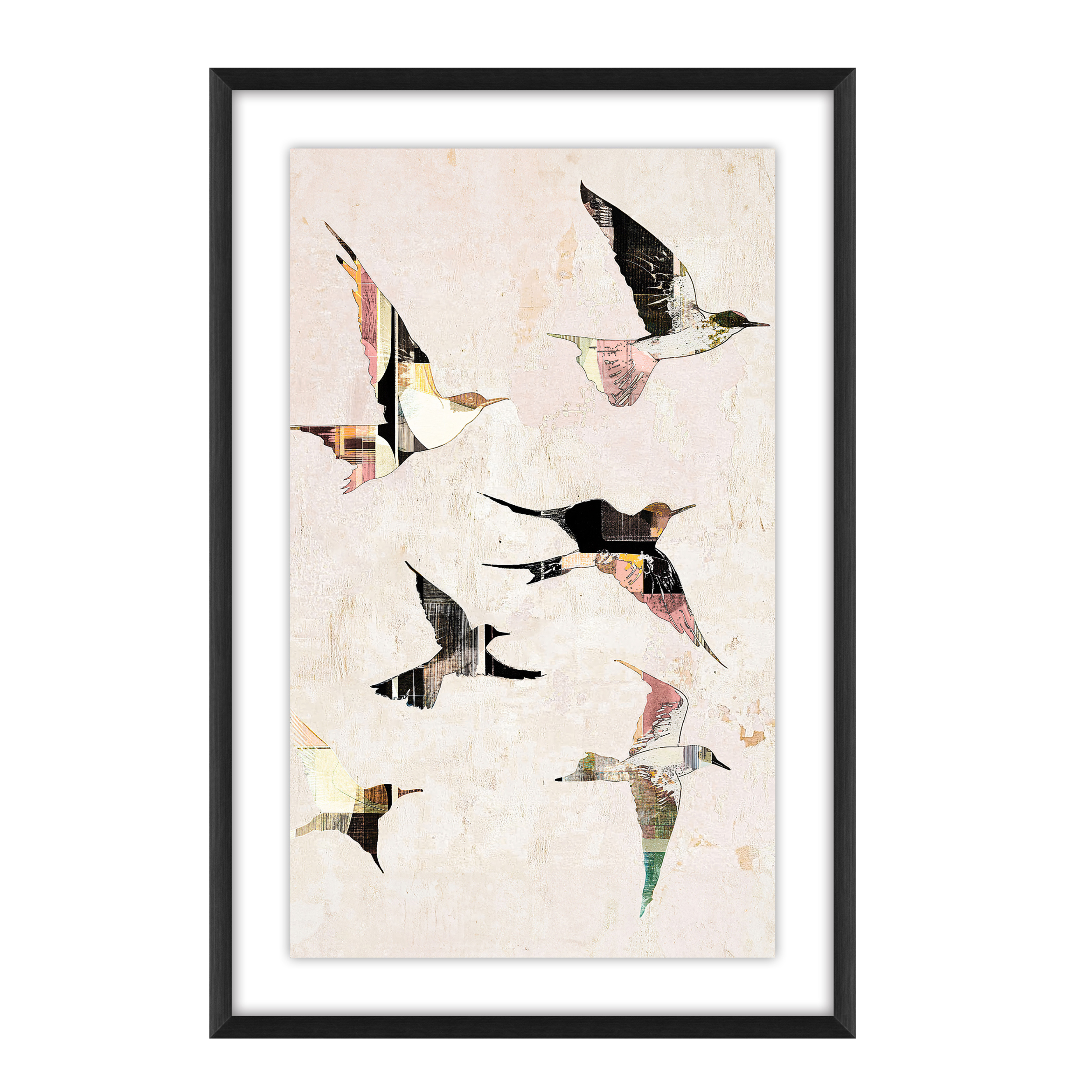 Collage Birds Print A - Black