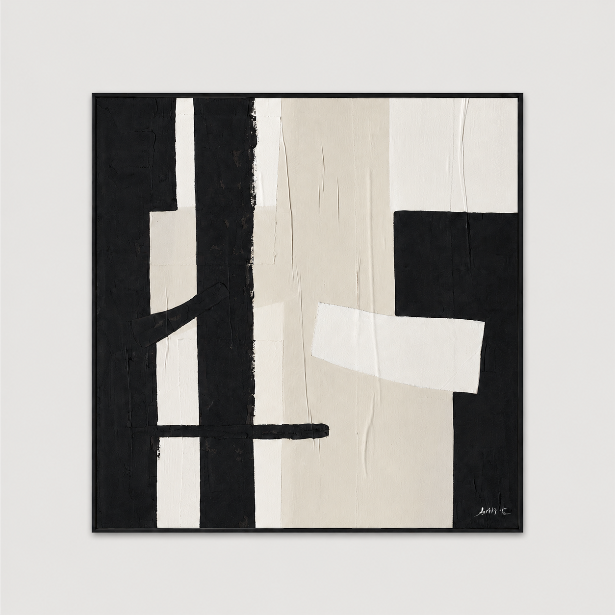 Abstract Hand-Painted Canvas - Black