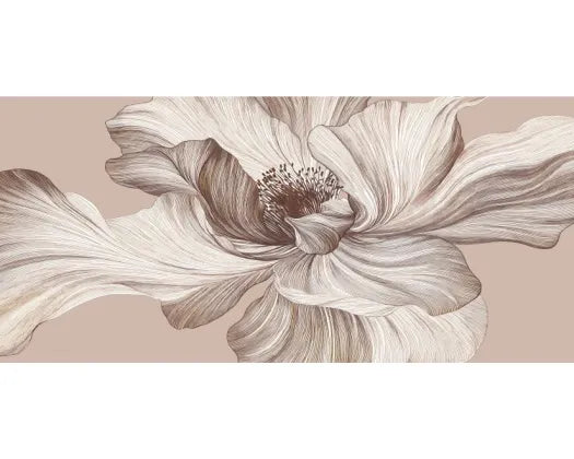 Large Floral Textile Art - White Wash
