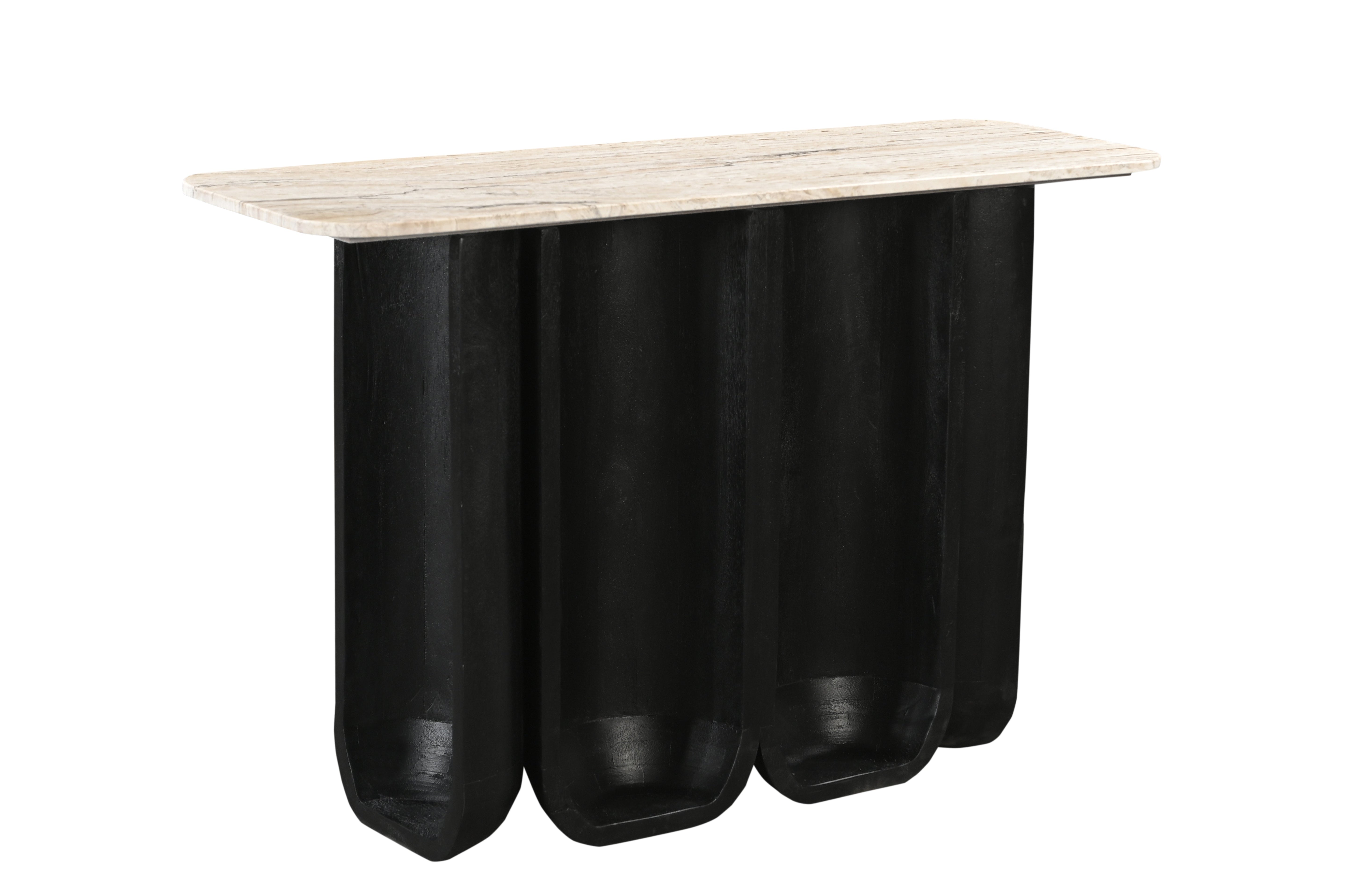 Travertine Console Table - Black
