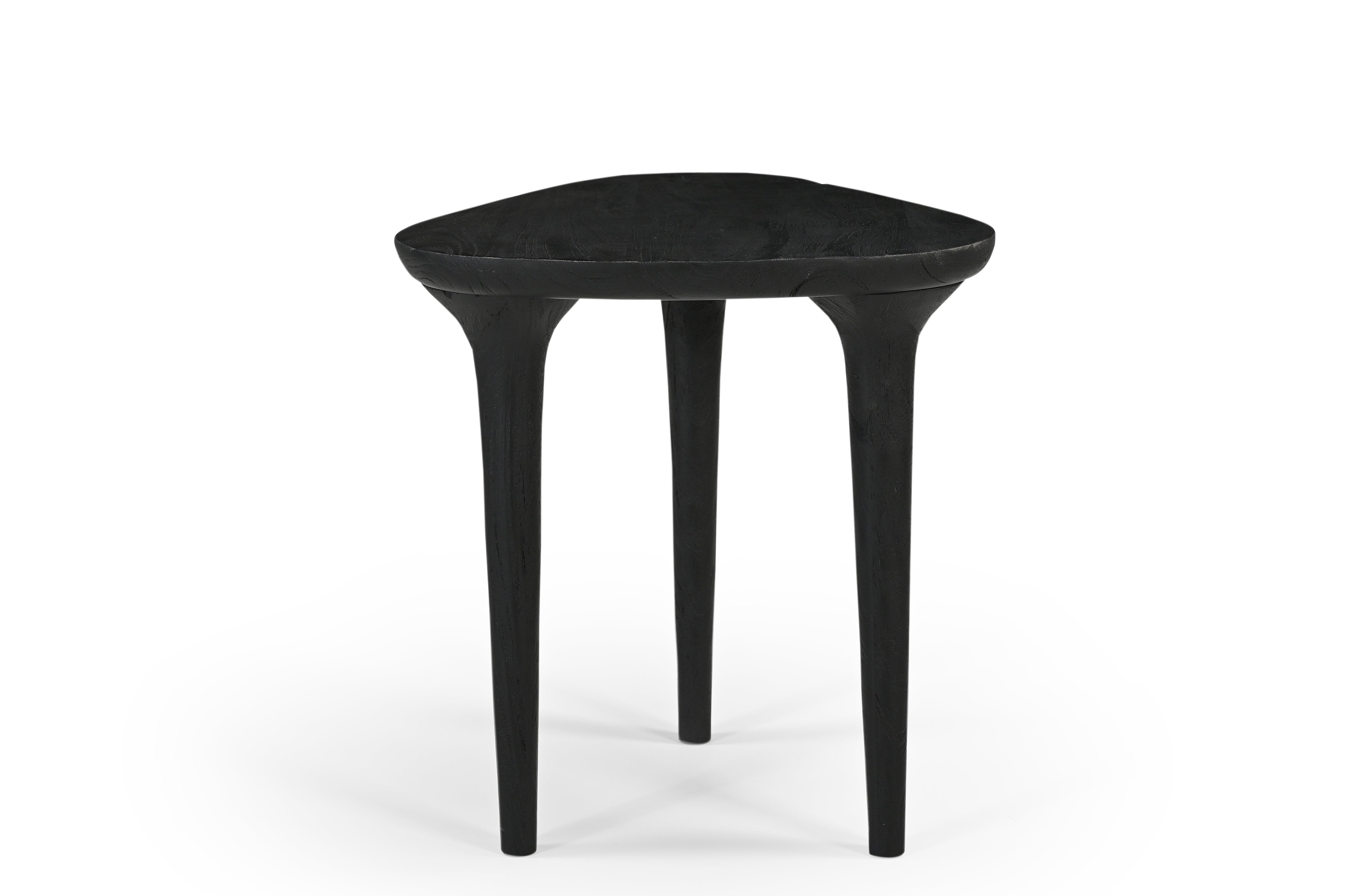 Sculptural Wood Side Table - Black