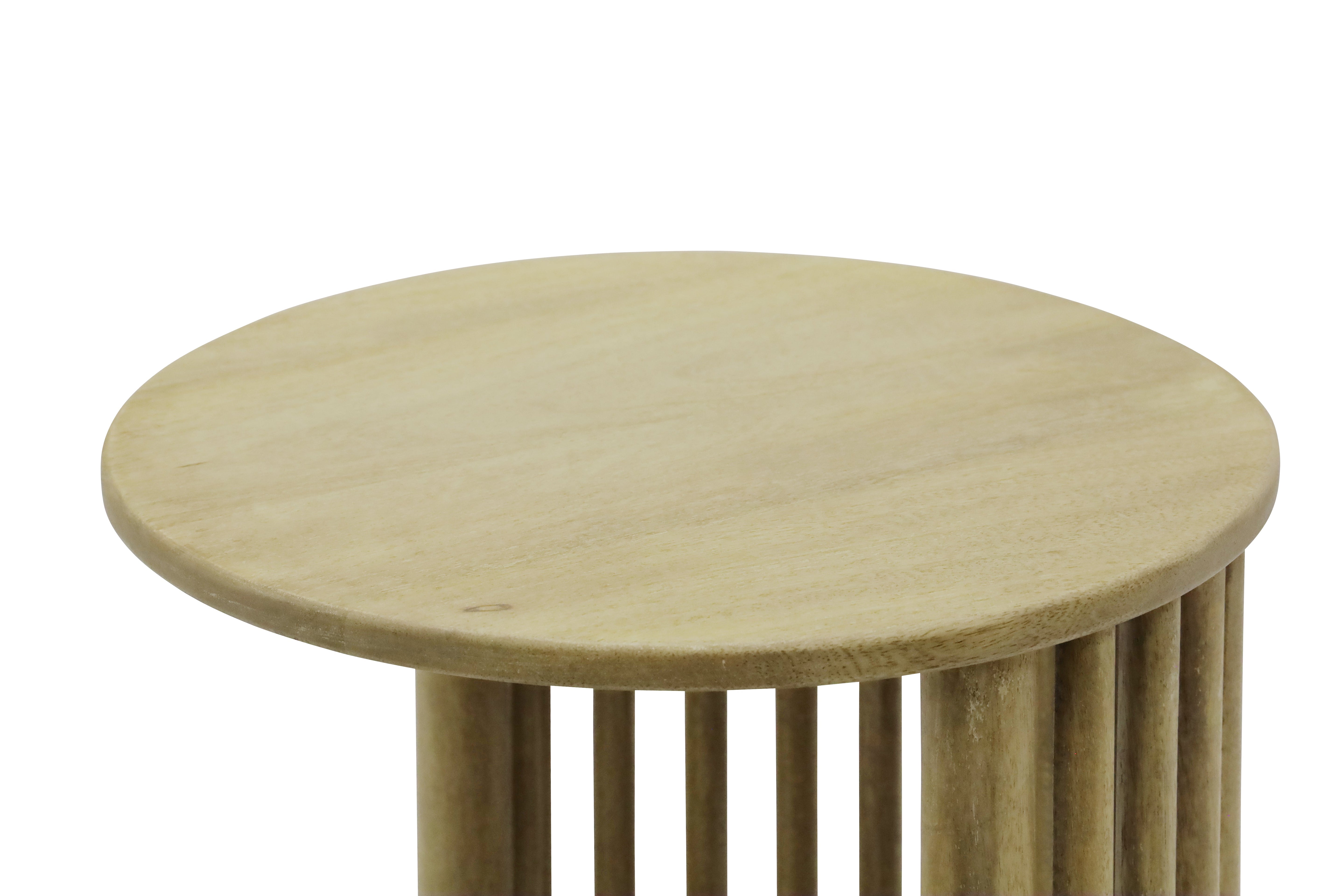 Round Wood Side Table - Natural