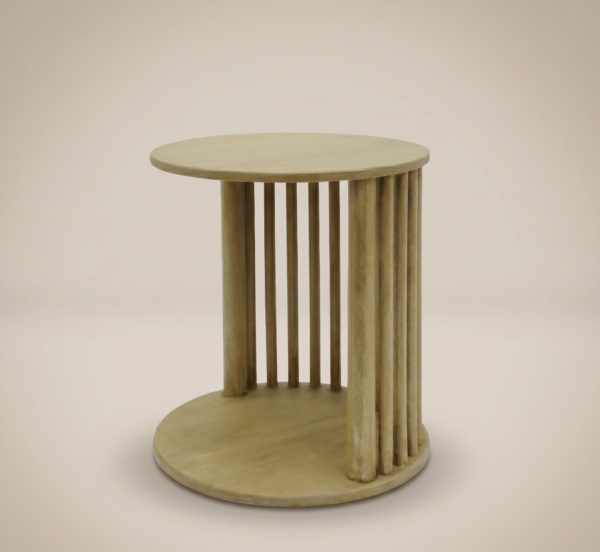 Round Wood Side Table - Natural