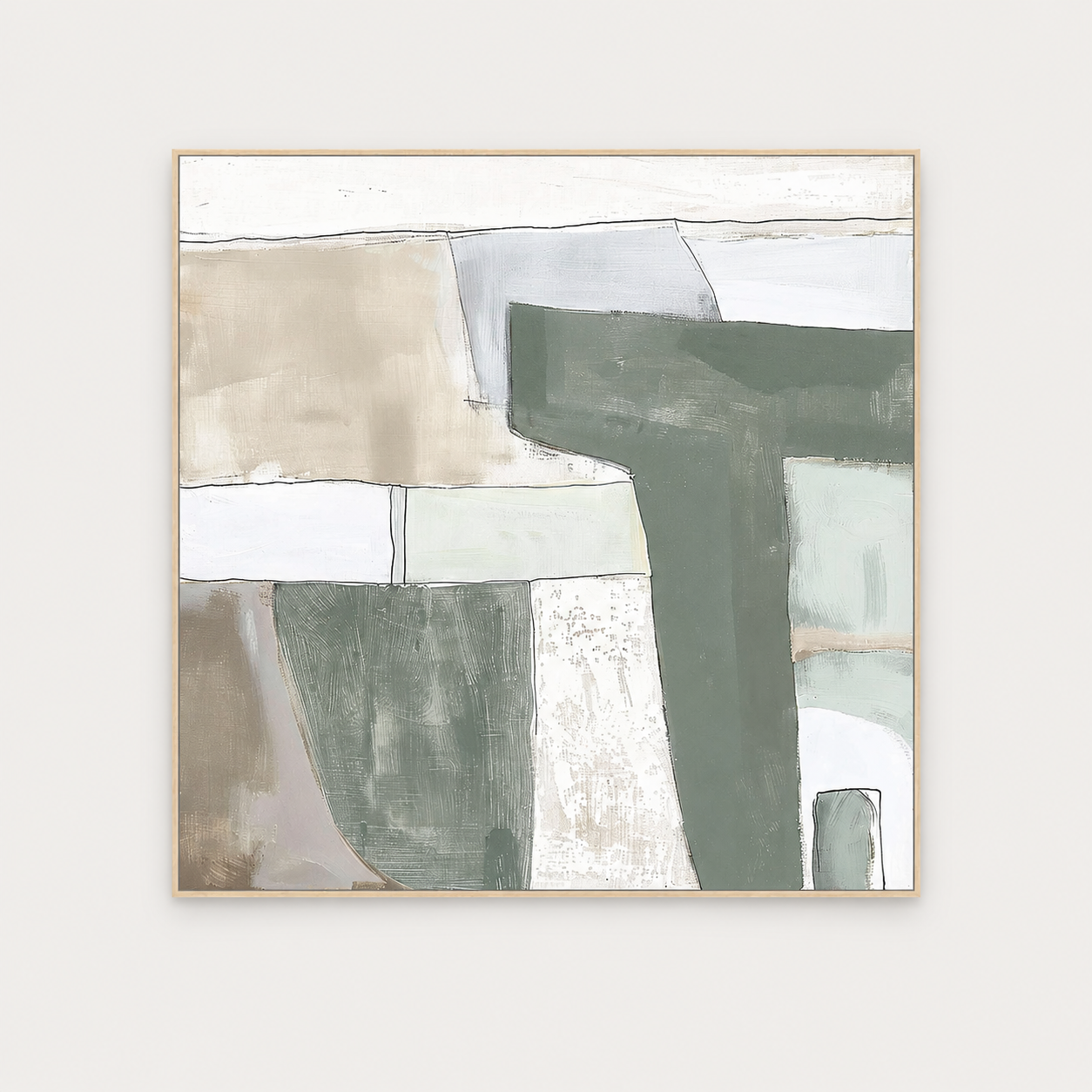 Abstract Brushstroke Canvas - Light Oak