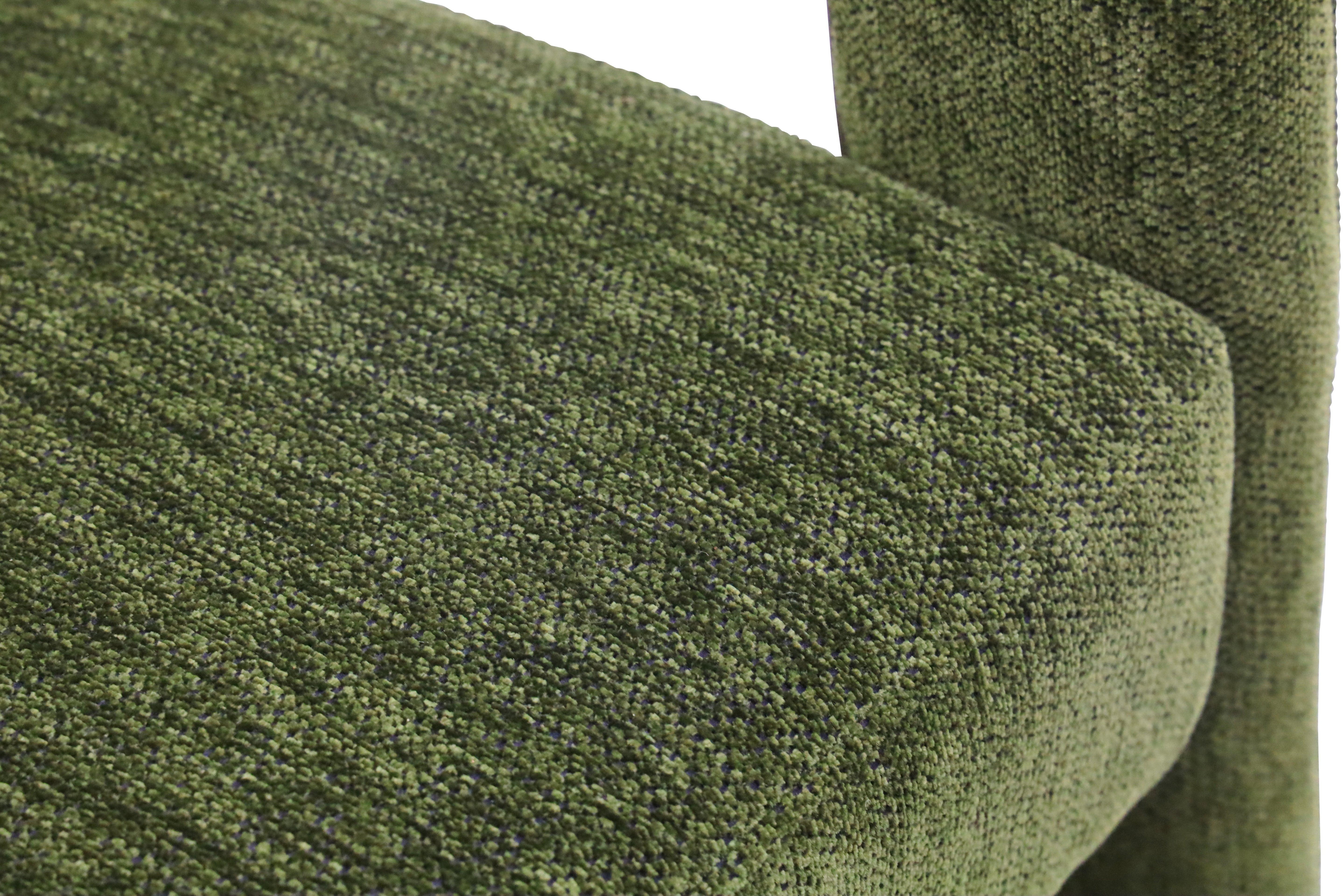Curved Boucle Bar Stool - Deep Olive