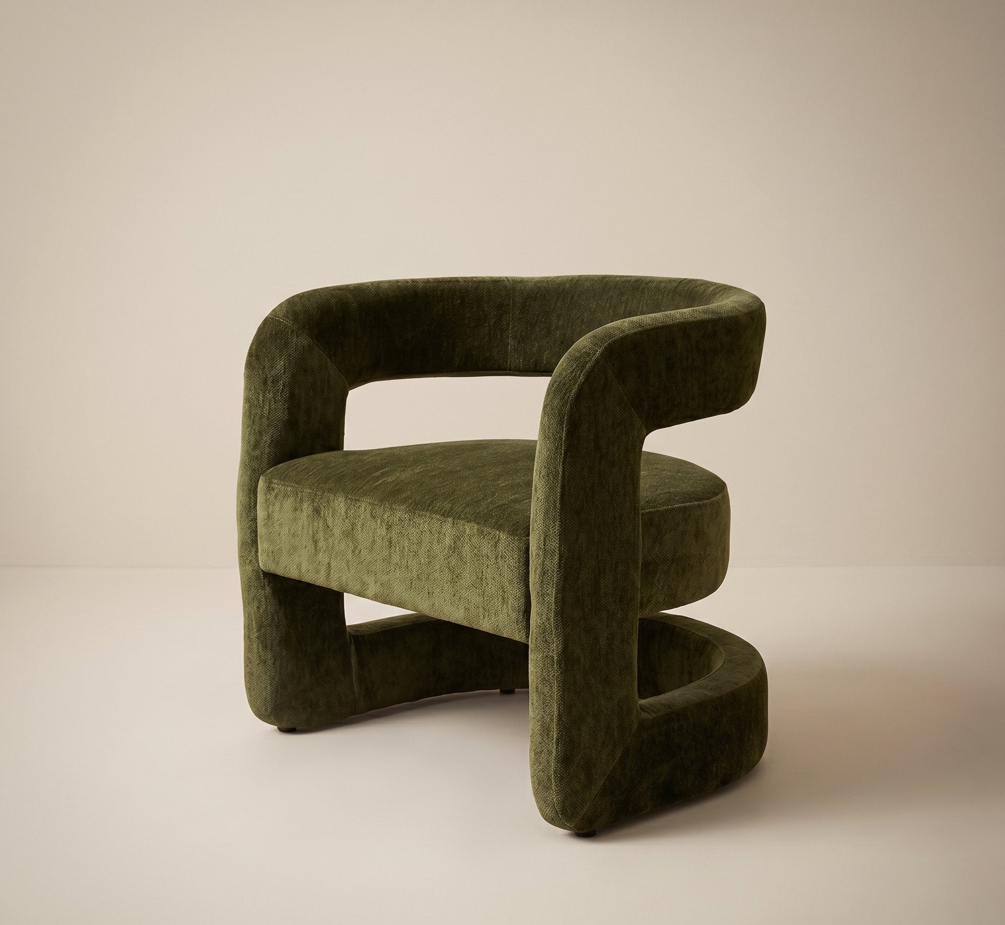 Curved Arm Chair - Deep Olive