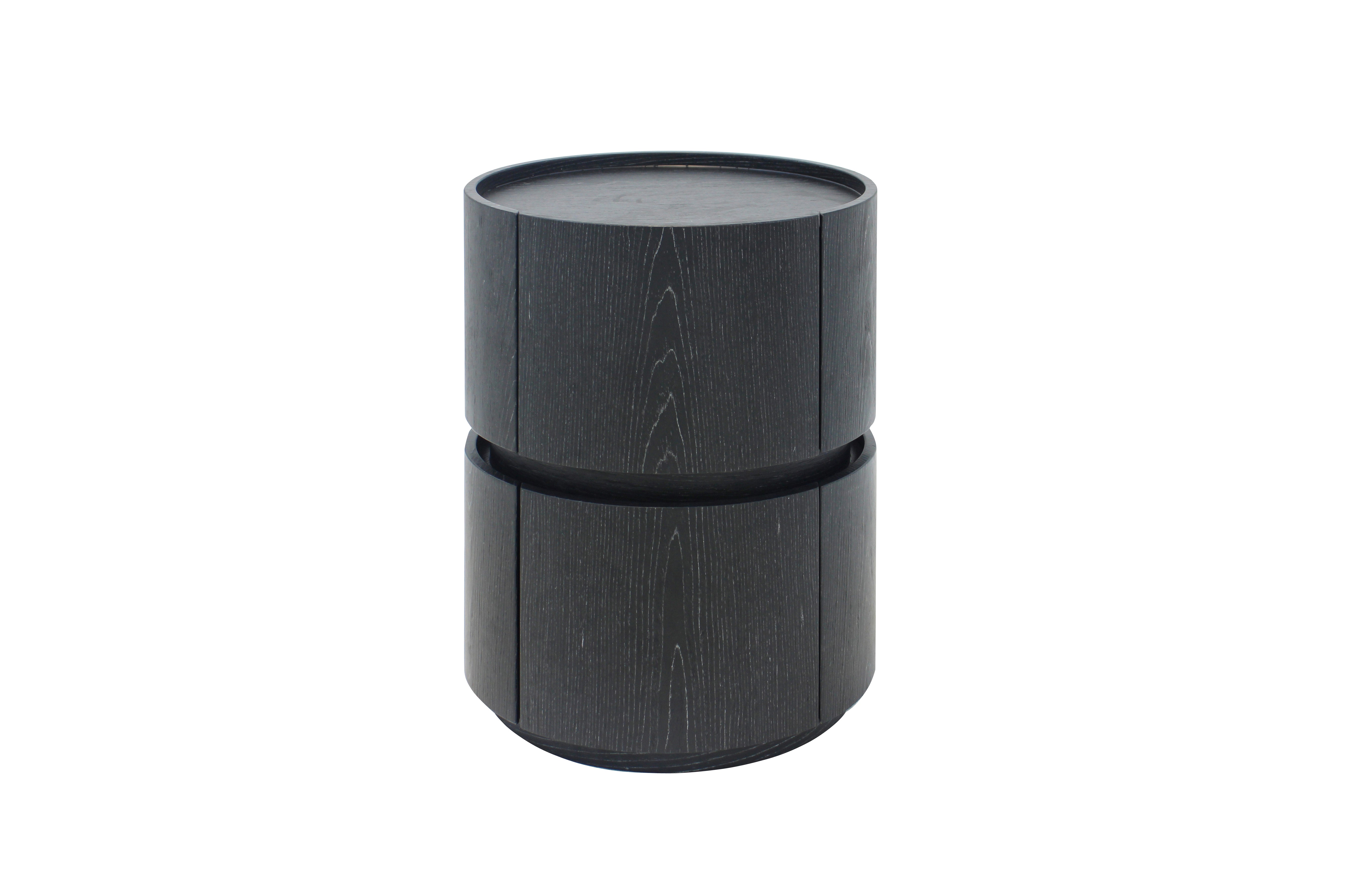 Round Bedside Table - Black Oak