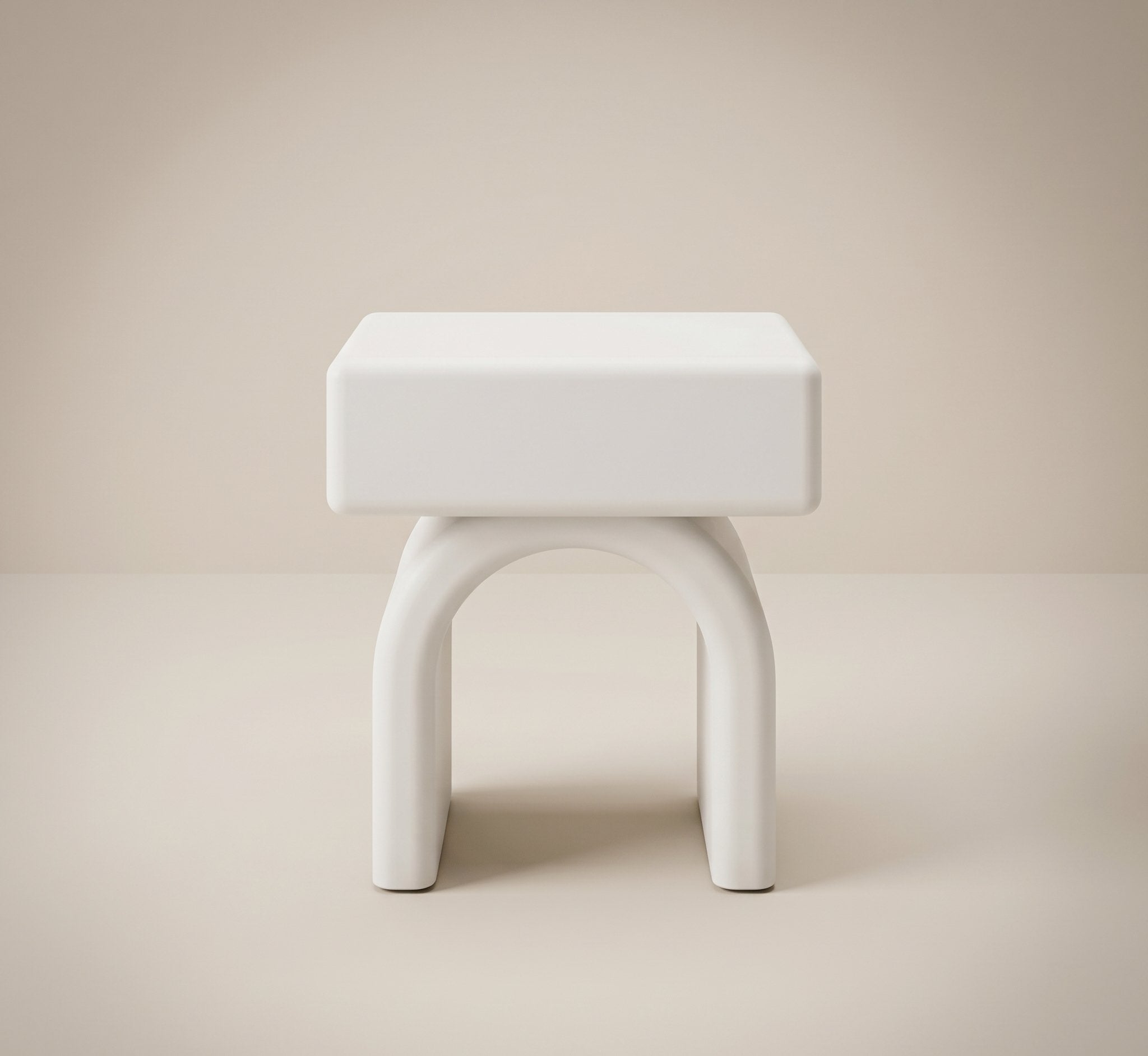 Sculptural Bedside Table - White
