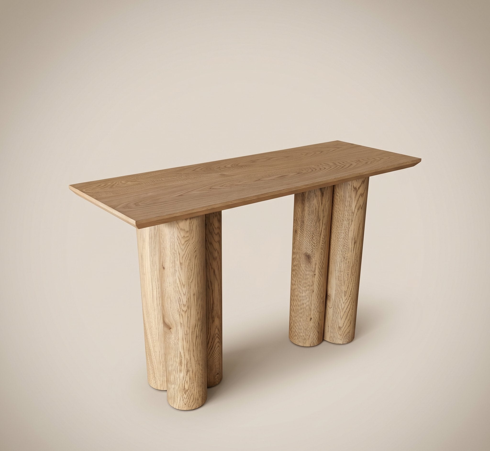 Pillar Base Console Table - Oak