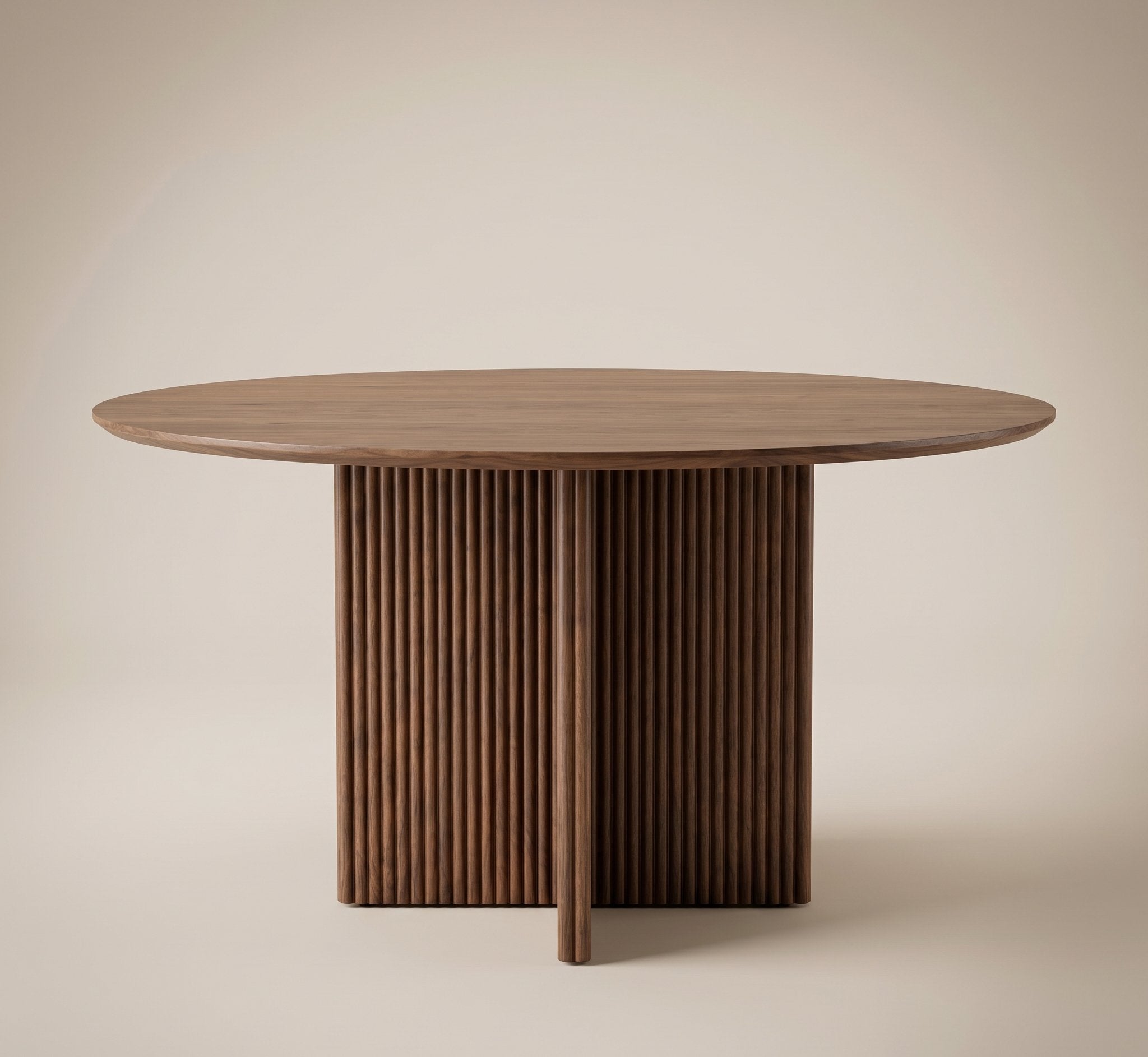Round Ribbed Dining Table - Walnut