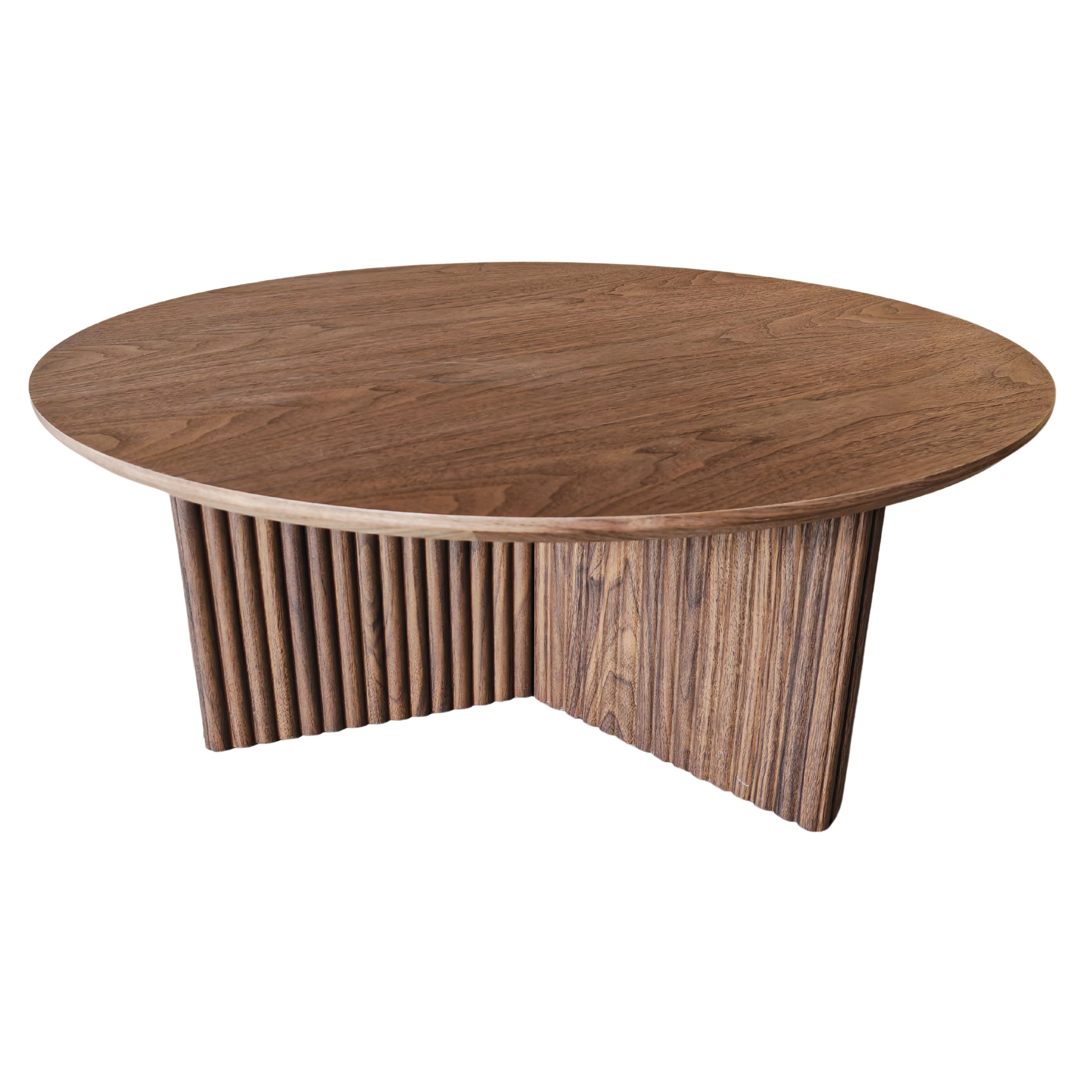 Ribbed Round Coffee Table - Walnut
