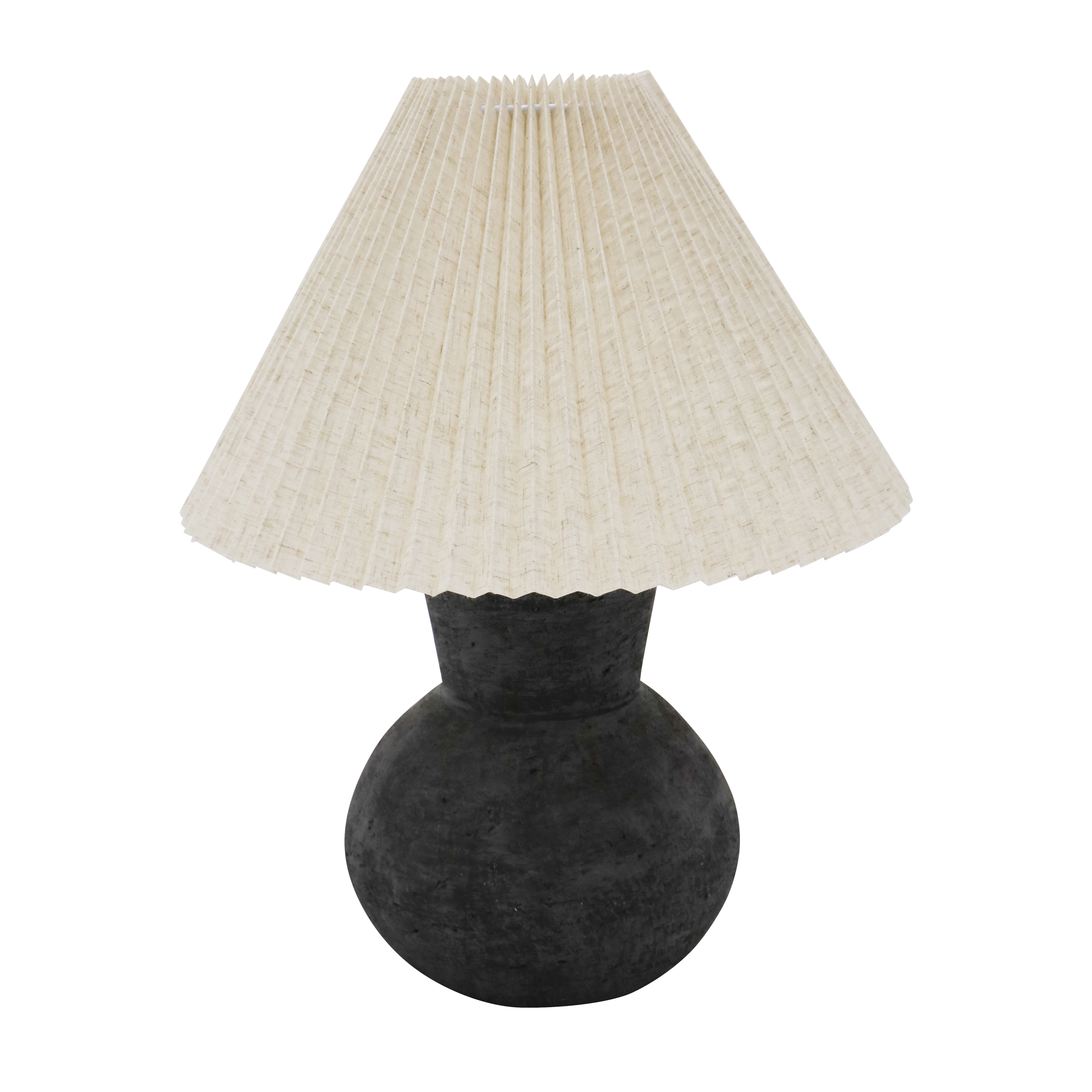 Kiki Ceramic Lamp With Pleated Shade - Black