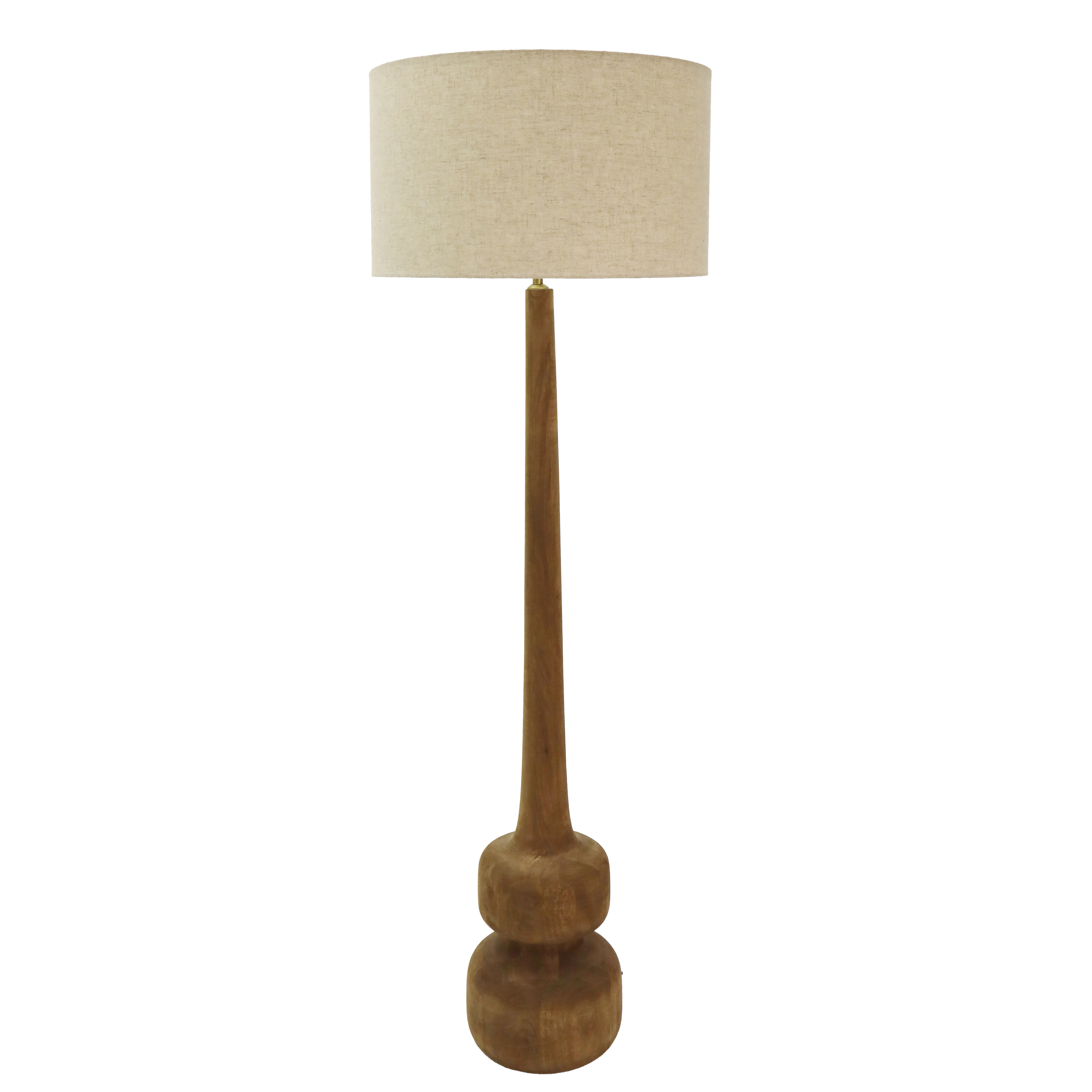 Teague Wooden Floor Lamp - Natural/Cotton Linen Shade