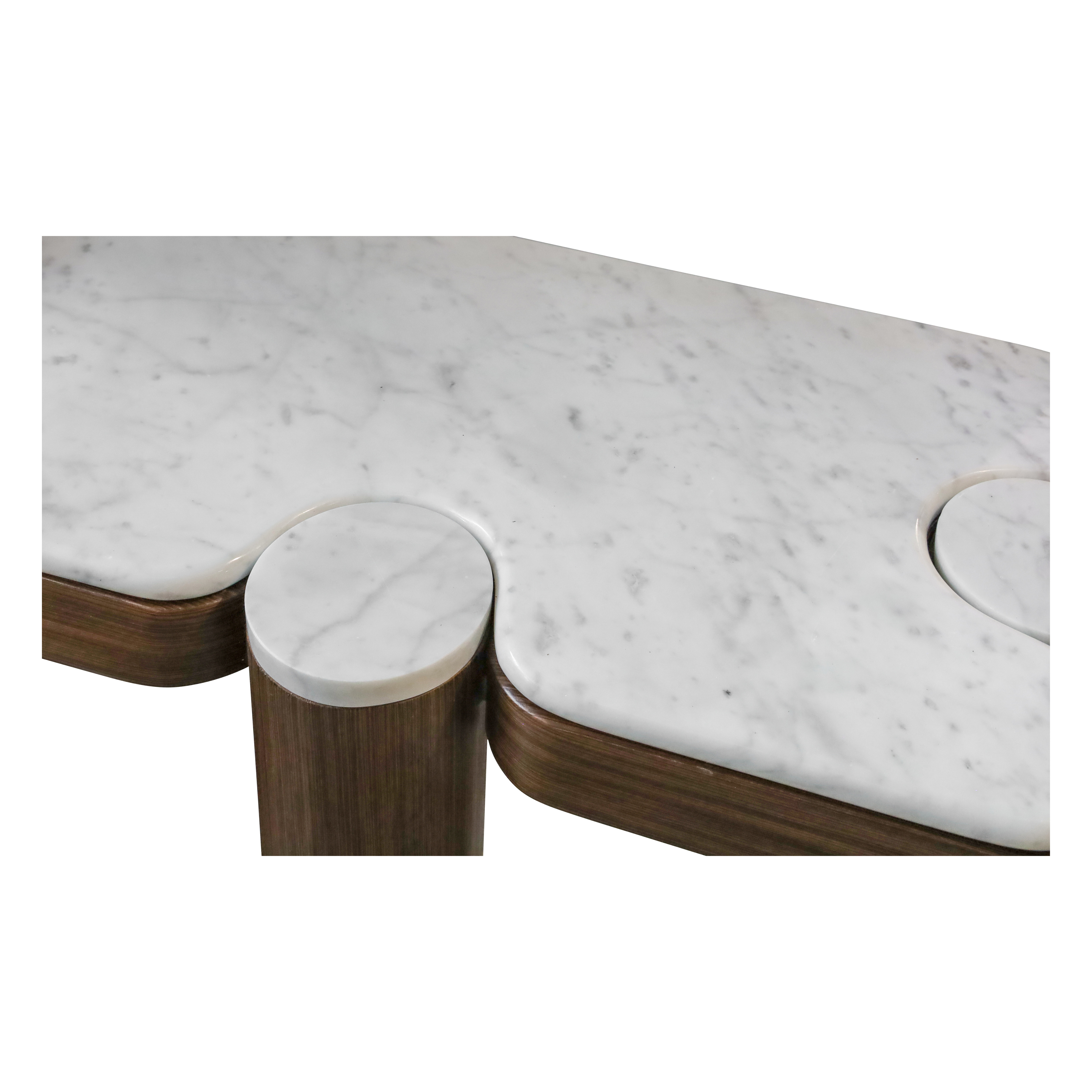 Rio Veneer Console With Marble Top - Walnut
