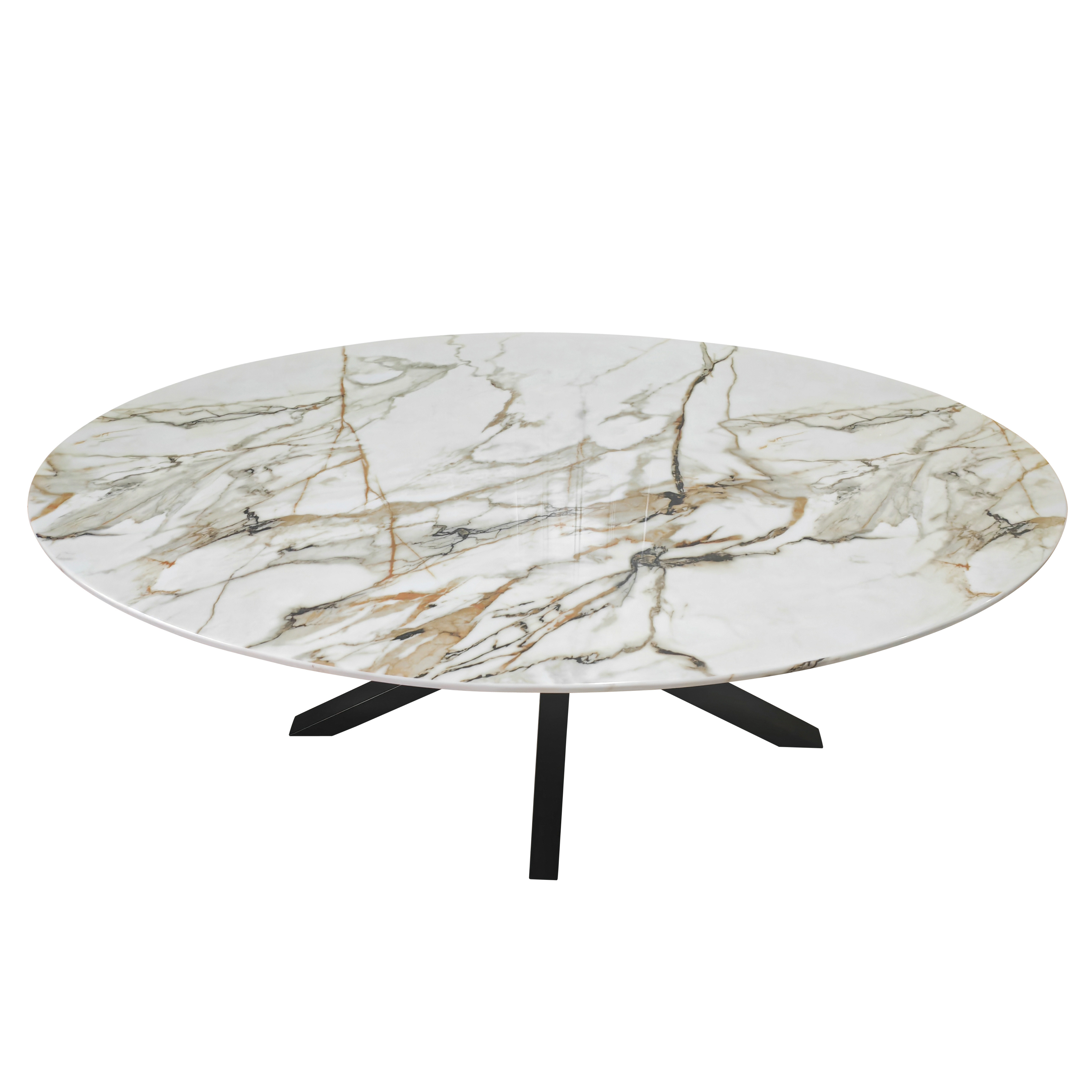 Cora Marble Top Dining Table - Black/Stone