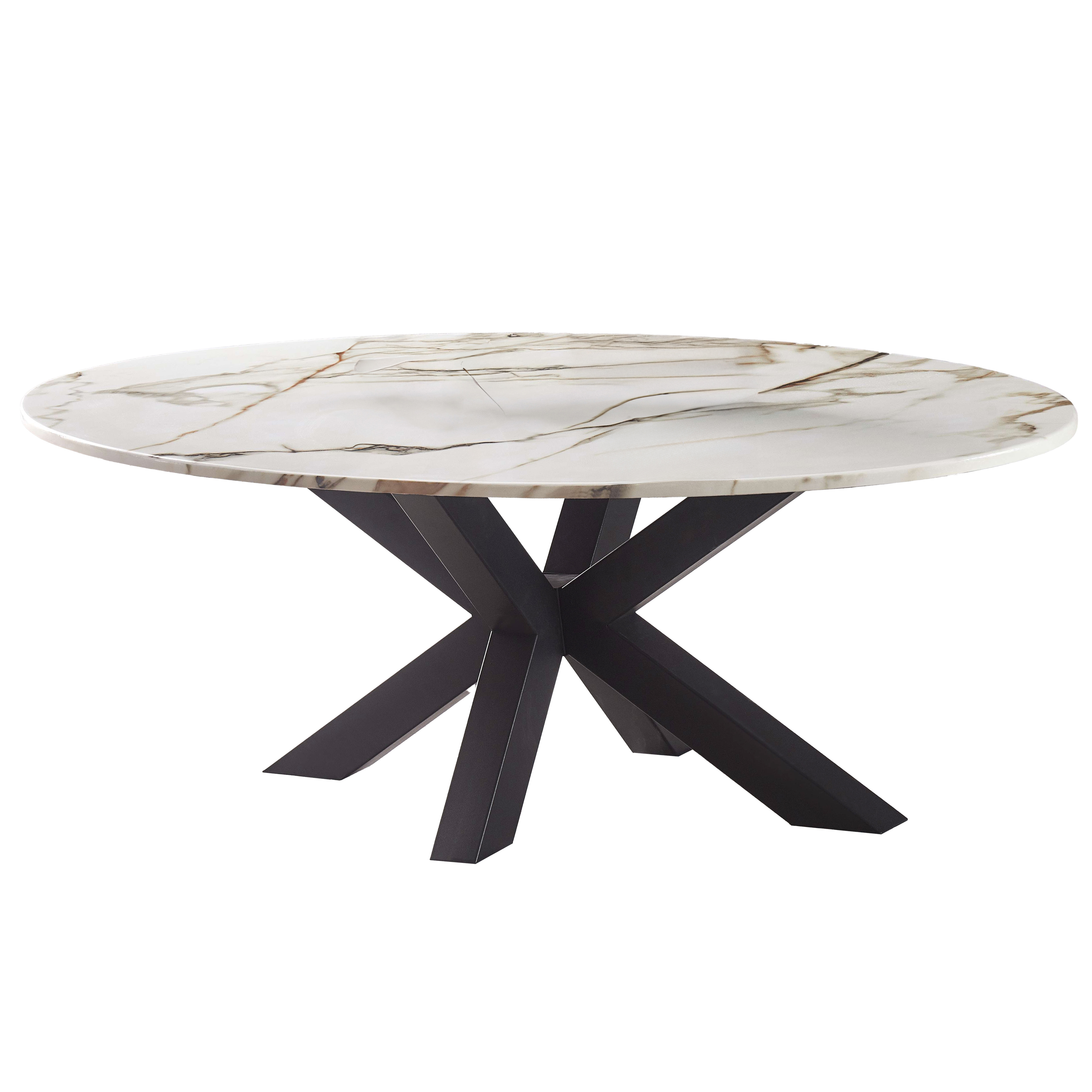 Cora Marble Top Coffee Table - Black/Stone