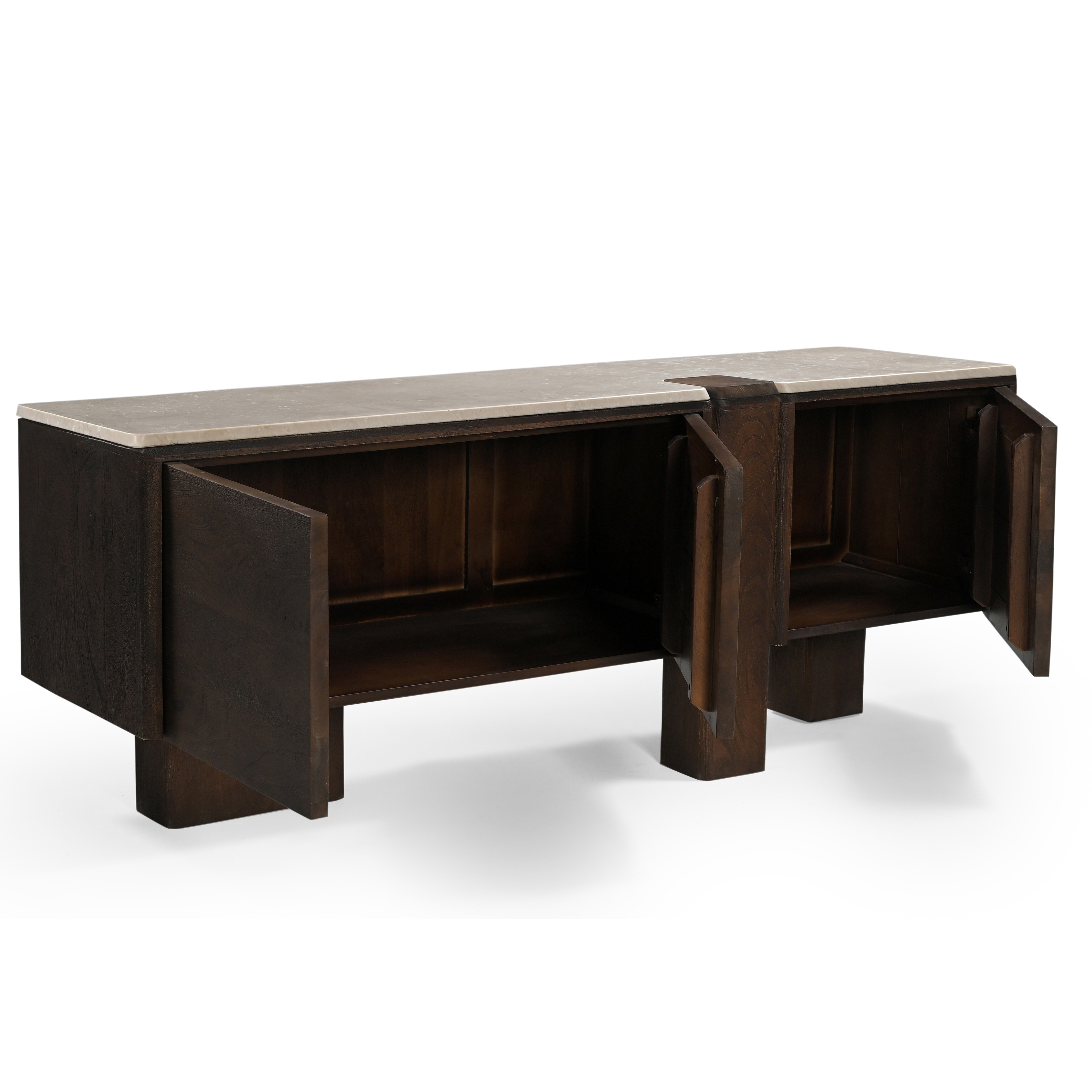 Munoz Media Unit With Stone Top - Walnut