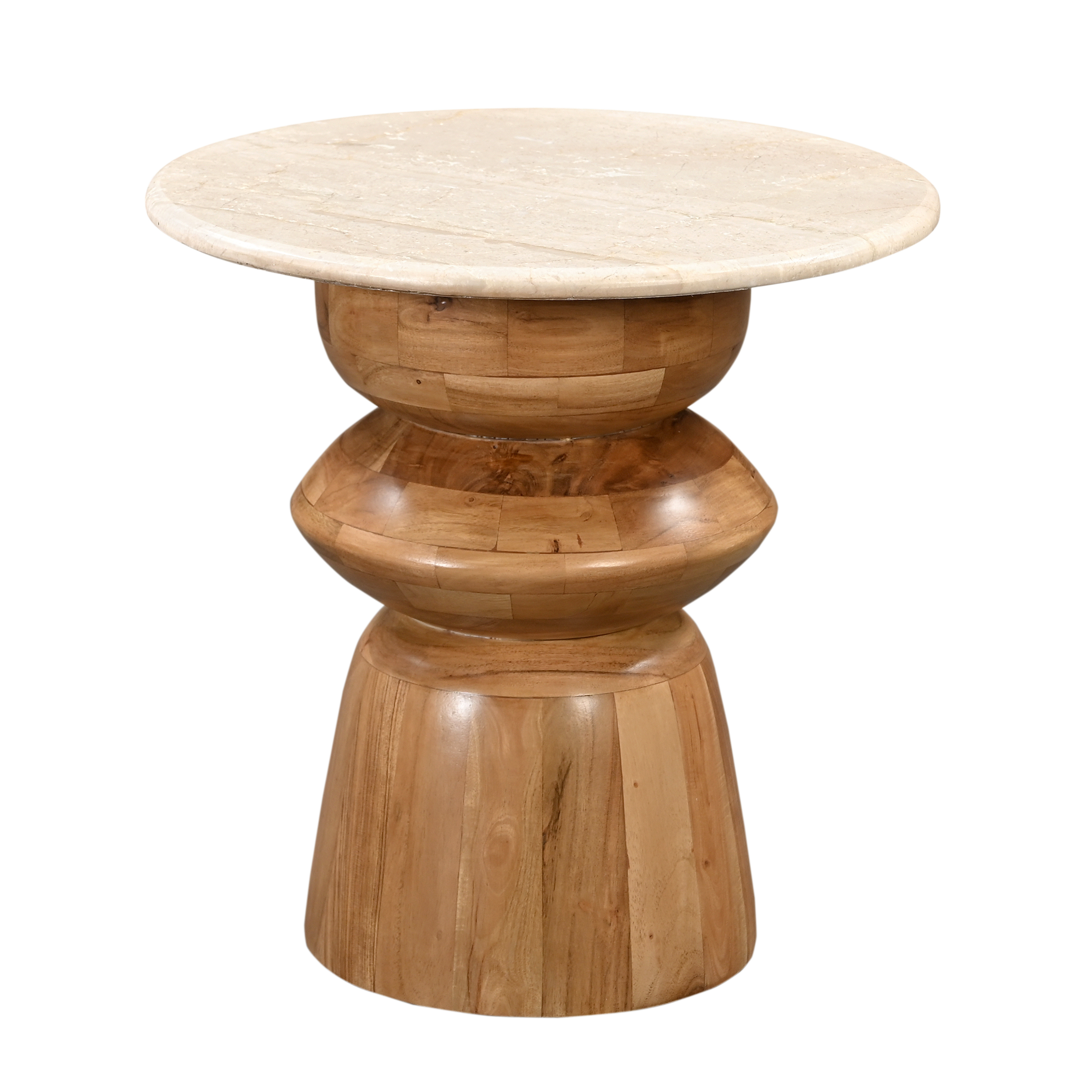 Weiss Side Table With Stone Top - Natural