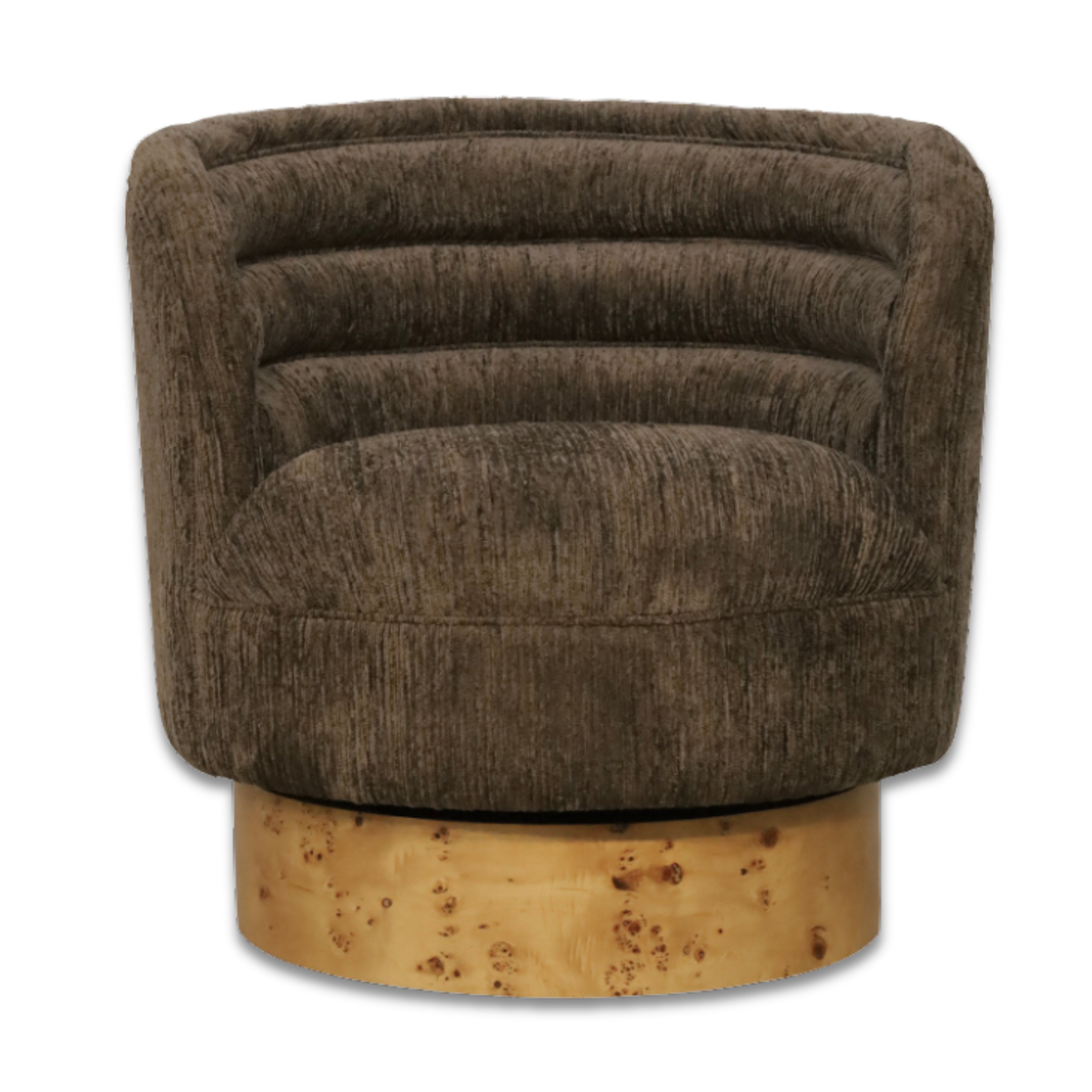 Lulah Swivel Chair With Burl Veneer Base - Chocolate