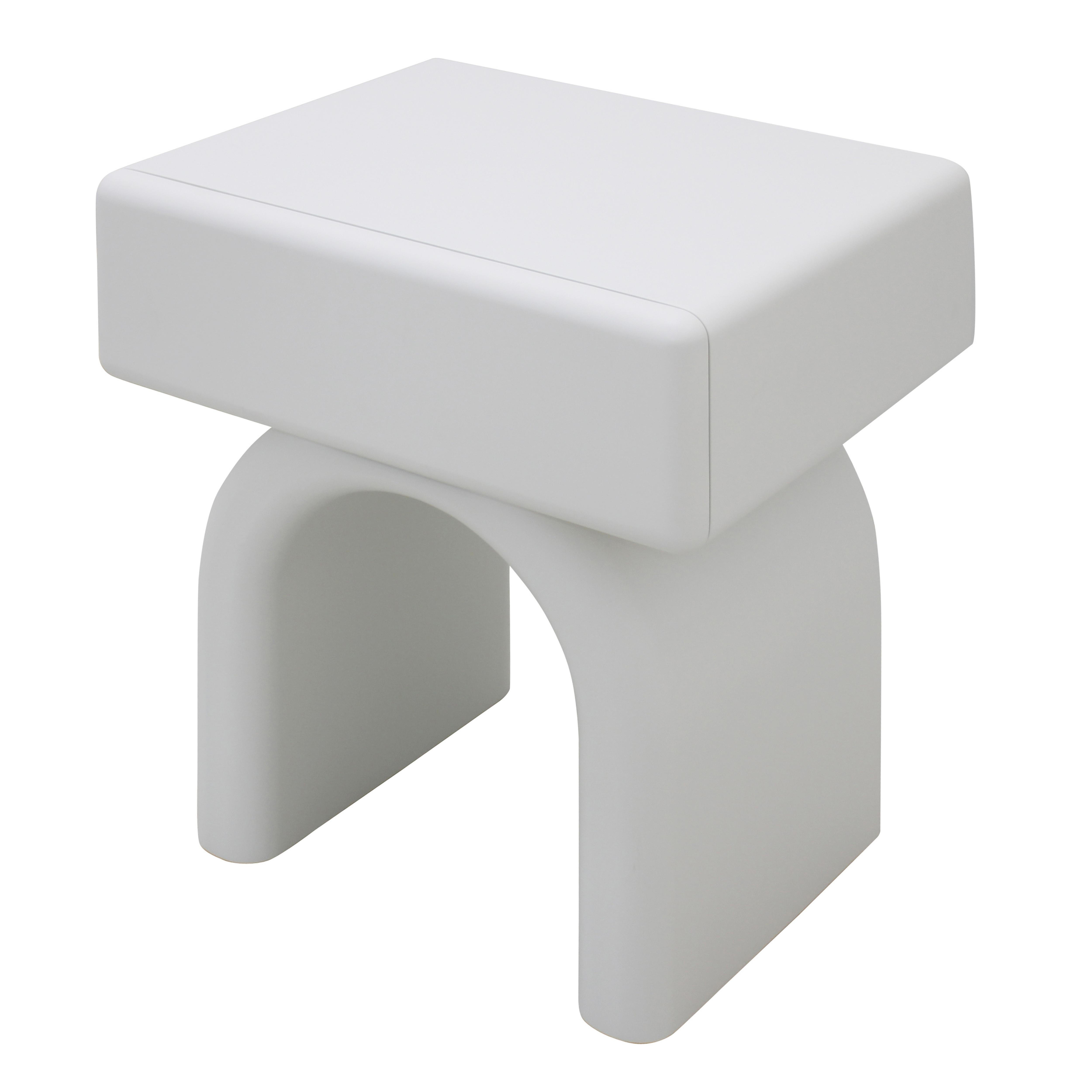 Sculptural Bedside Table - White